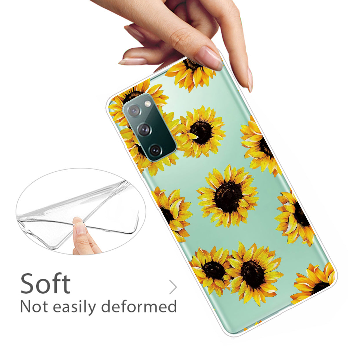 High Transmittance Patterned Shell for Samsung Galaxy S20 FE 4G/5G/2022/S20 Lite TPU Case - Sunflower