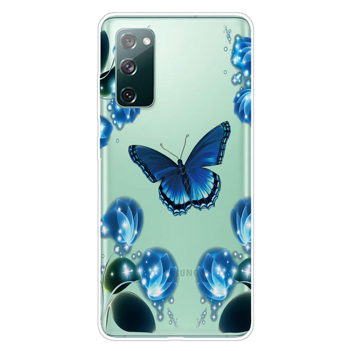 High Transmittance Patterned Shell for Samsung Galaxy S20 FE 4G/5G/2022/S20 Lite TPU Case - Blue Butterfly