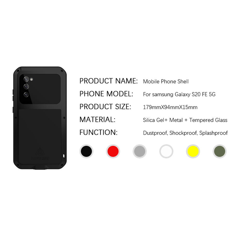 LOVE MEI Shockproof Dropproof Dustproof Protector Case for Samsung Galaxy S20 FE 4G/5G/2022/S20 Lite - Black