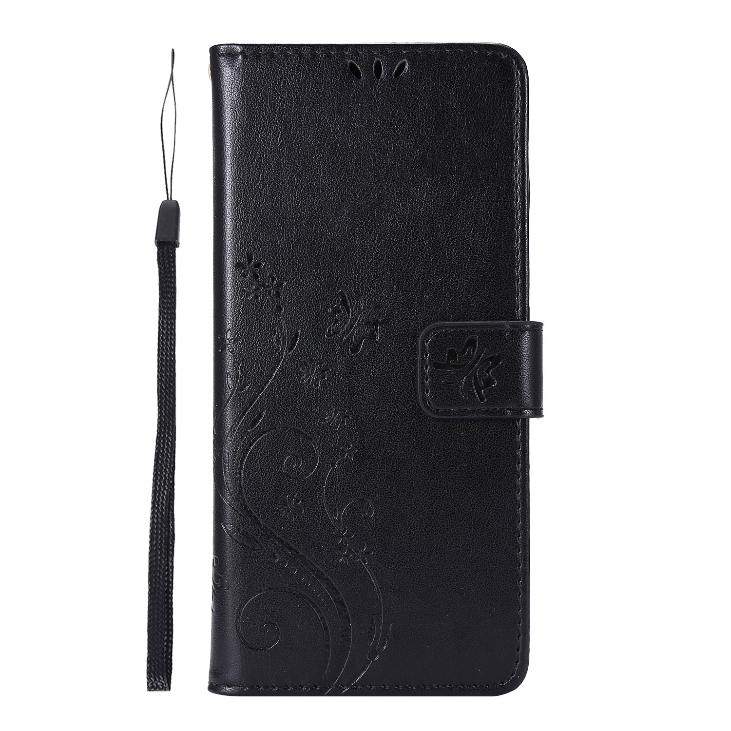 For Samsung Galaxy S20 FE 4G/5G/S20 Lite/S20 FE 2022 Butterfly Flower Imprinting Leather Wallet Case - Black