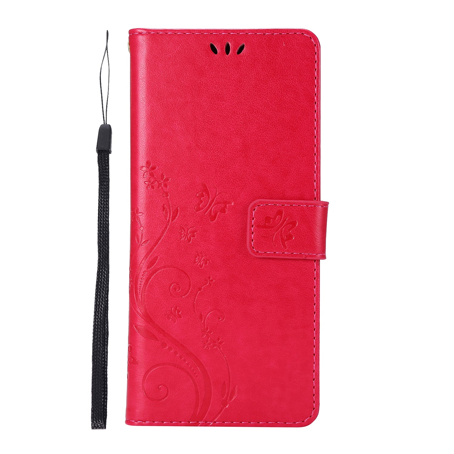 For Samsung Galaxy S20 FE 4G/5G/S20 Lite/S20 FE 2022 Butterfly Flower Imprinting Leather Wallet Case - Red