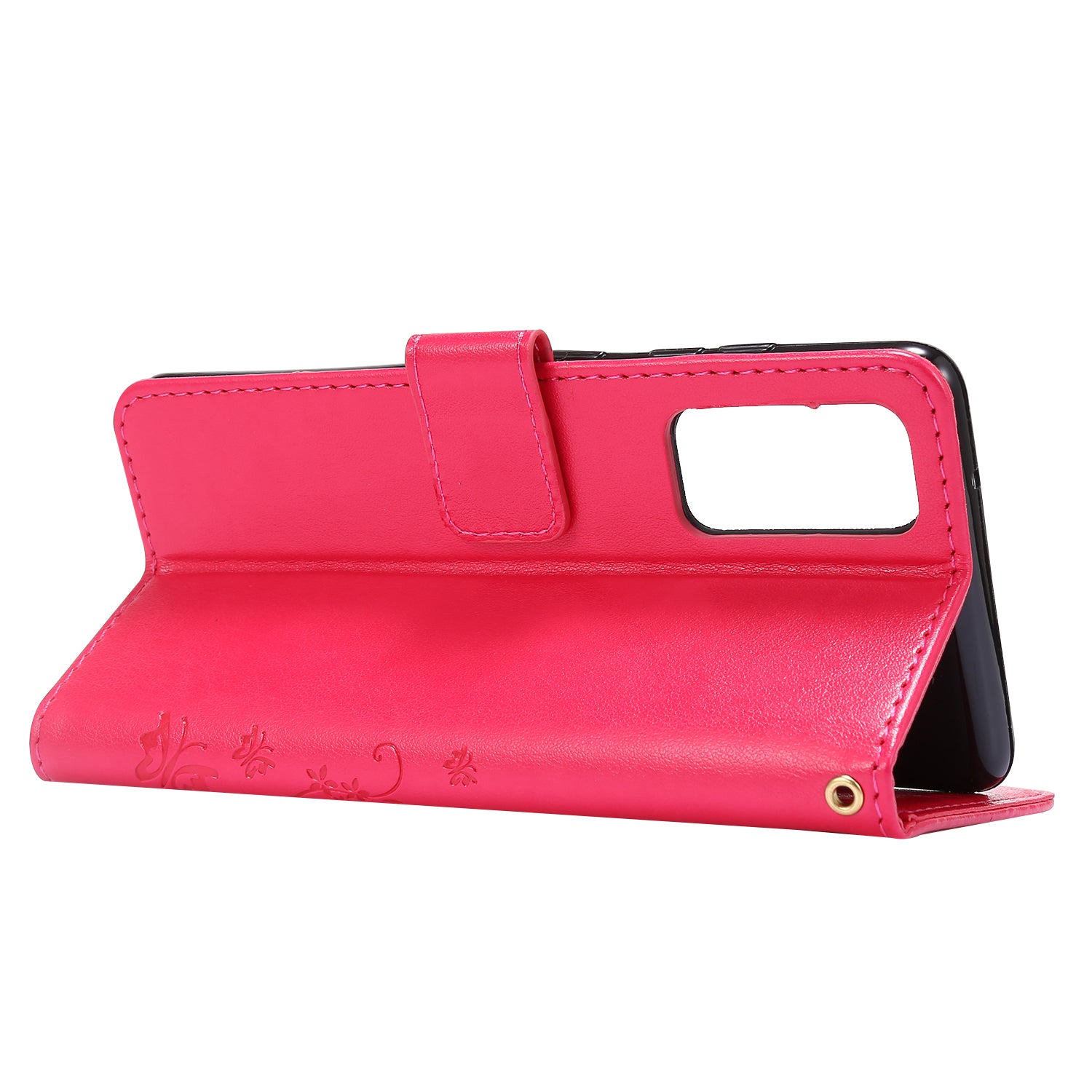 For Samsung Galaxy S20 FE 4G/5G/S20 Lite/S20 FE 2022 Butterfly Flower Imprinting Leather Wallet Case - Red