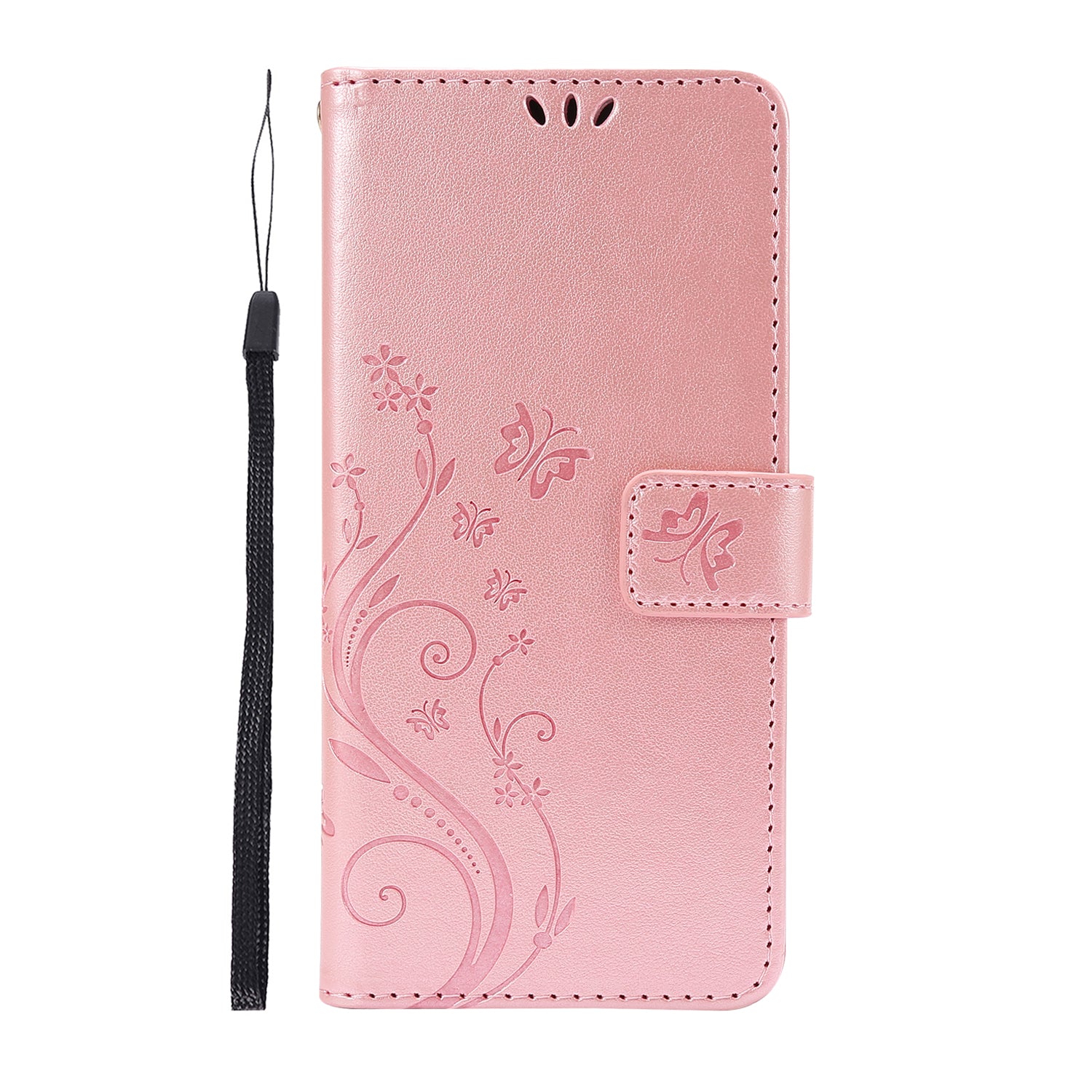 For Samsung Galaxy S20 FE 4G/5G/S20 Lite/S20 FE 2022 Butterfly Flower Imprinting Leather Wallet Case - Rose Gold