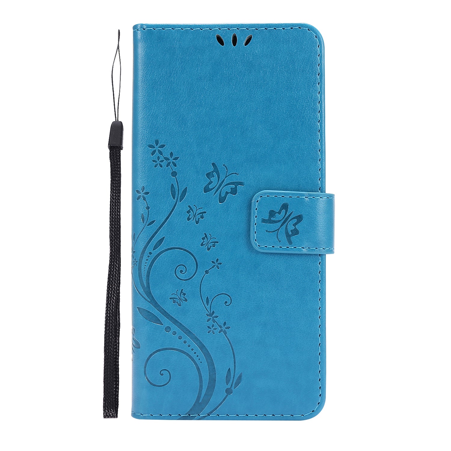 For Samsung Galaxy S20 FE 4G/5G/S20 Lite/S20 FE 2022 Butterfly Flower Imprinting Leather Wallet Case - Blue