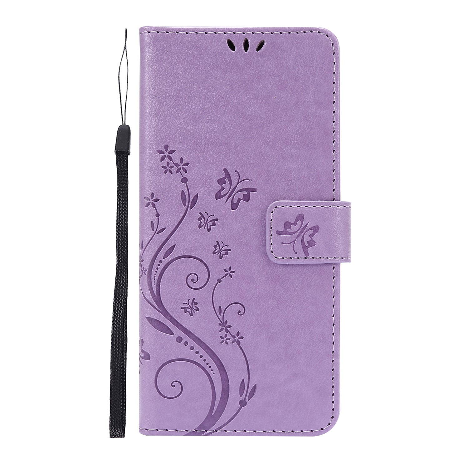 For Samsung Galaxy S20 FE 4G/5G/S20 Lite/S20 FE 2022 Butterfly Flower Imprinting Leather Wallet Case - Light Purple