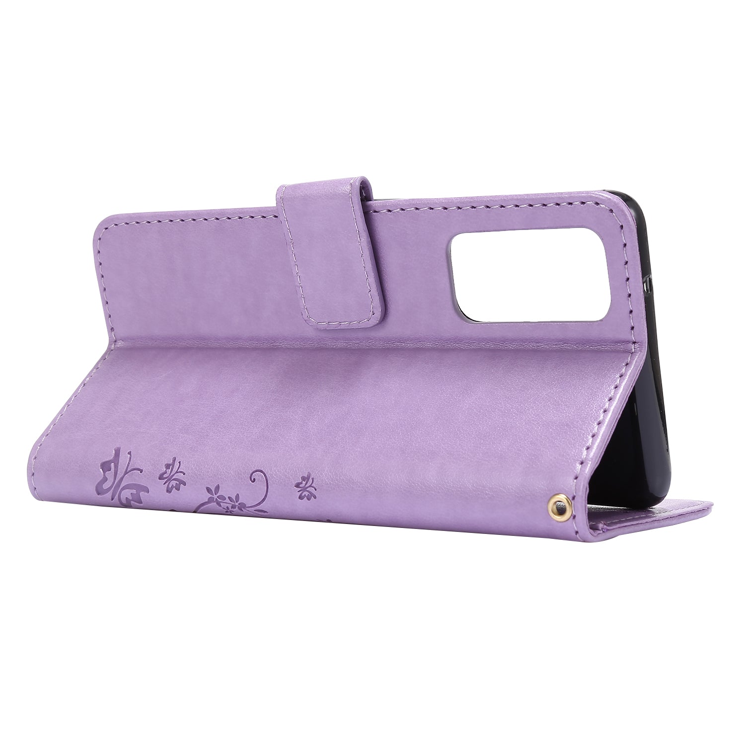 For Samsung Galaxy S20 FE 4G/5G/S20 Lite/S20 FE 2022 Butterfly Flower Imprinting Leather Wallet Case - Light Purple