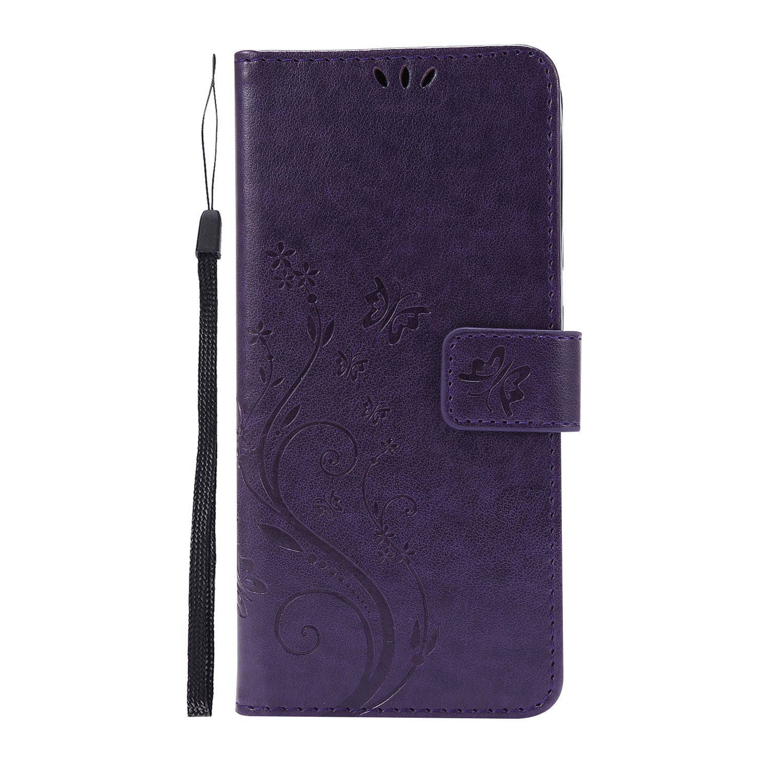 For Samsung Galaxy S20 FE 4G/5G/S20 Lite/S20 FE 2022 Butterfly Flower Imprinting Leather Wallet Case - Dark Purple