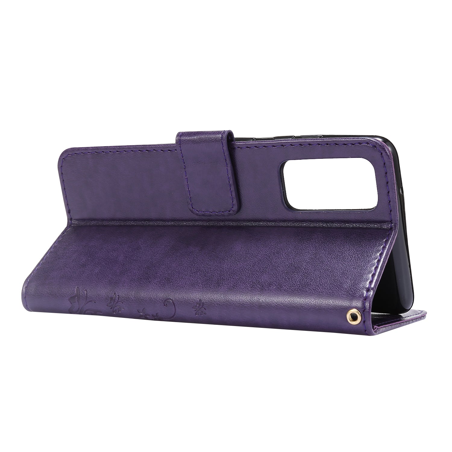 For Samsung Galaxy S20 FE 4G/5G/S20 Lite/S20 FE 2022 Butterfly Flower Imprinting Leather Wallet Case - Dark Purple