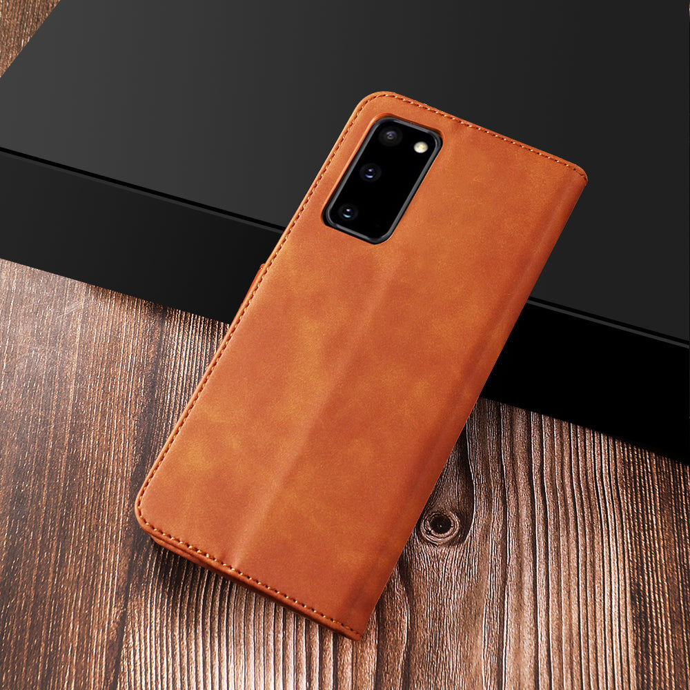 DIAOBAOLEE Stylish Folio Flip Leather Wallet Case for  Samsung Galaxy S20 FE/S20 Fan Edition/S20 FE 5G/S20 Fan Edition 5G/S20 Lite - Brown