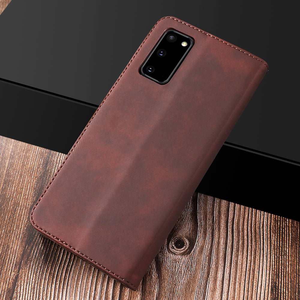 DIAOBAOLEE Stylish Folio Flip Leather Wallet Case for  Samsung Galaxy S20 FE/S20 Fan Edition/S20 FE 5G/S20 Fan Edition 5G/S20 Lite - Coffee