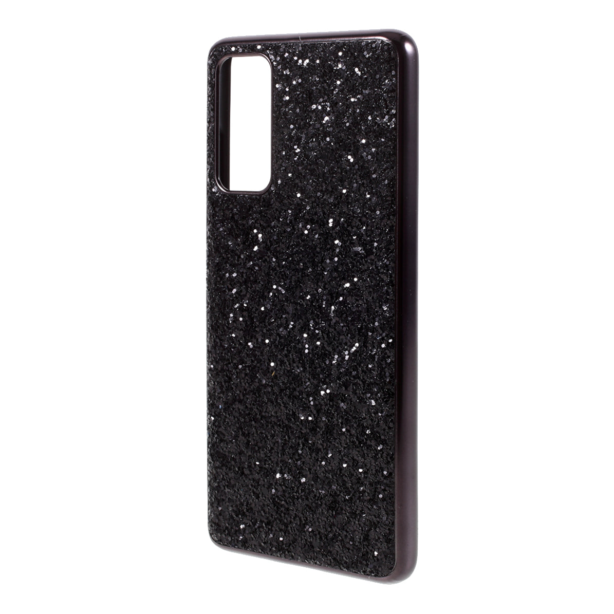 For Samsung Galaxy S20 FE 4G/5G/S20 Lite/S20 FE 2022 Glittering Sequins Design Plated TPU Frame + PC Hybrid Shell Case - Black