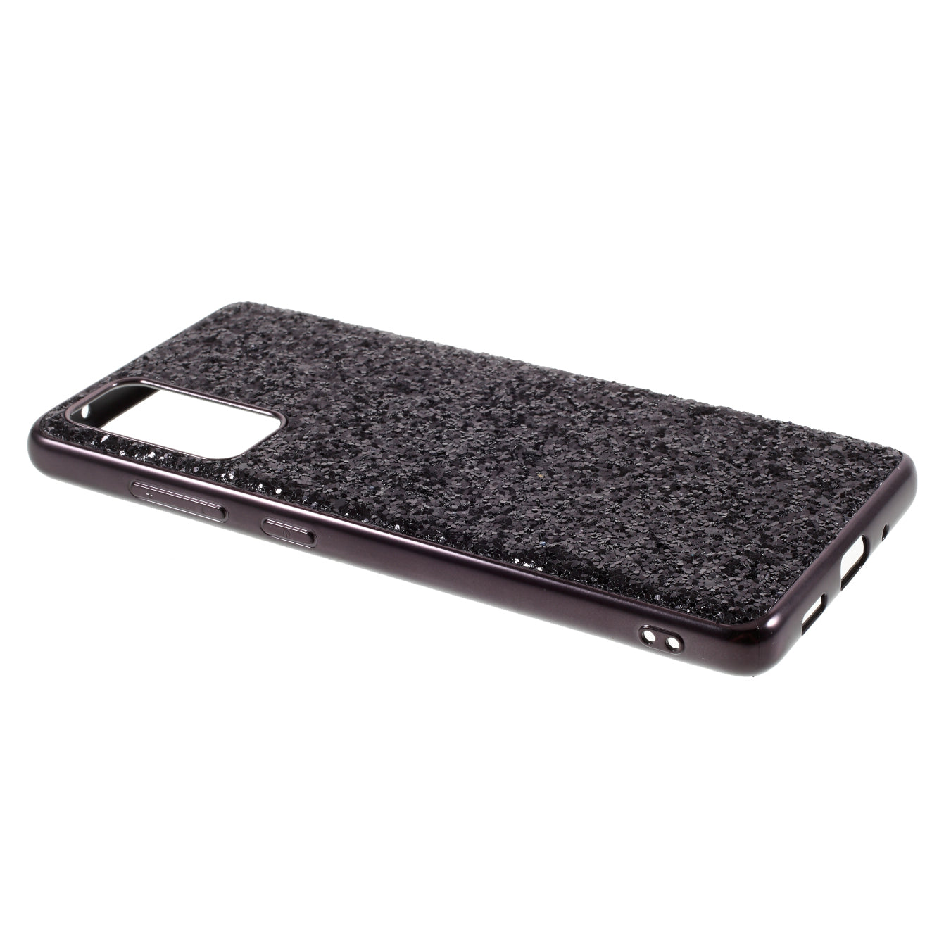 For Samsung Galaxy S20 FE 4G/5G/S20 Lite/S20 FE 2022 Glittering Sequins Design Plated TPU Frame + PC Hybrid Shell Case - Black