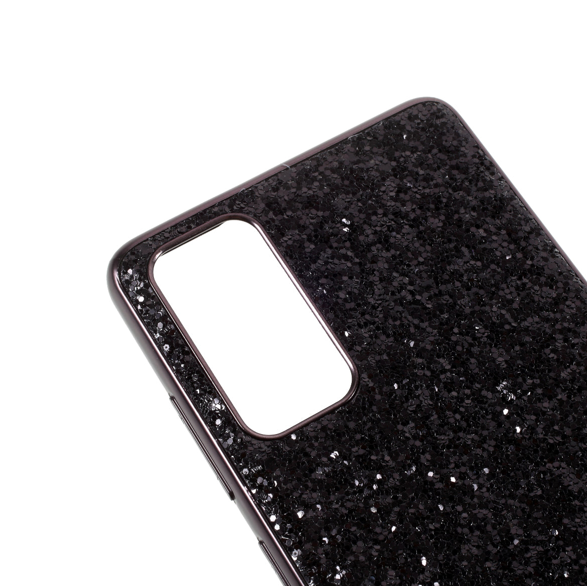 For Samsung Galaxy S20 FE 4G/5G/S20 Lite/S20 FE 2022 Glittering Sequins Design Plated TPU Frame + PC Hybrid Shell Case - Black