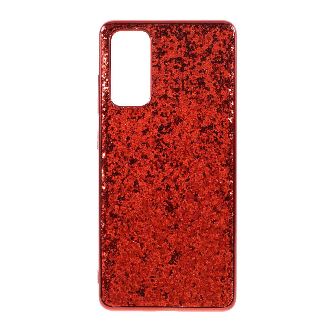 For Samsung Galaxy S20 FE 4G/5G/S20 Lite/S20 FE 2022 Glittering Sequins Design Plated TPU Frame + PC Hybrid Shell Case - Red