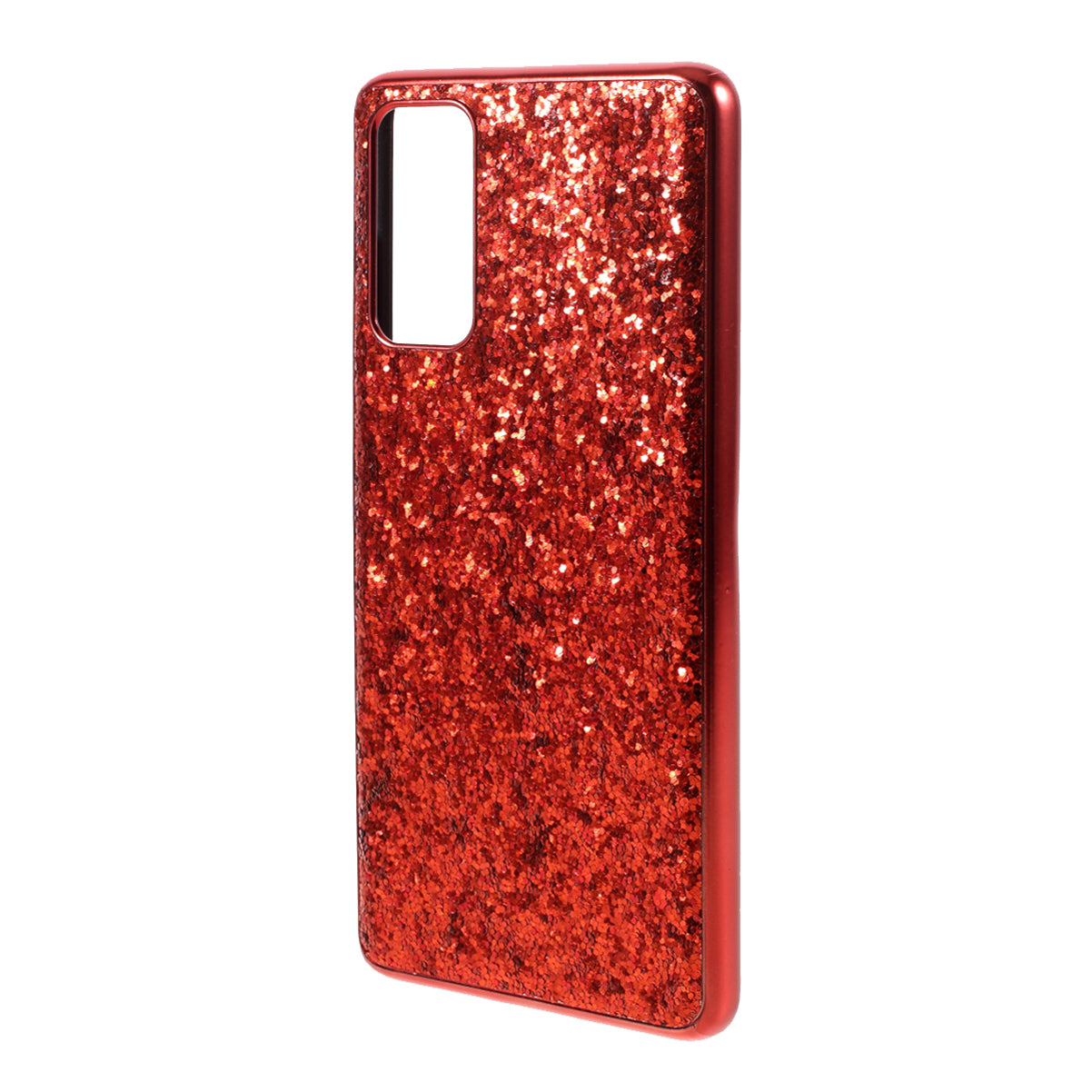 For Samsung Galaxy S20 FE 4G/5G/S20 Lite/S20 FE 2022 Glittering Sequins Design Plated TPU Frame + PC Hybrid Shell Case - Red