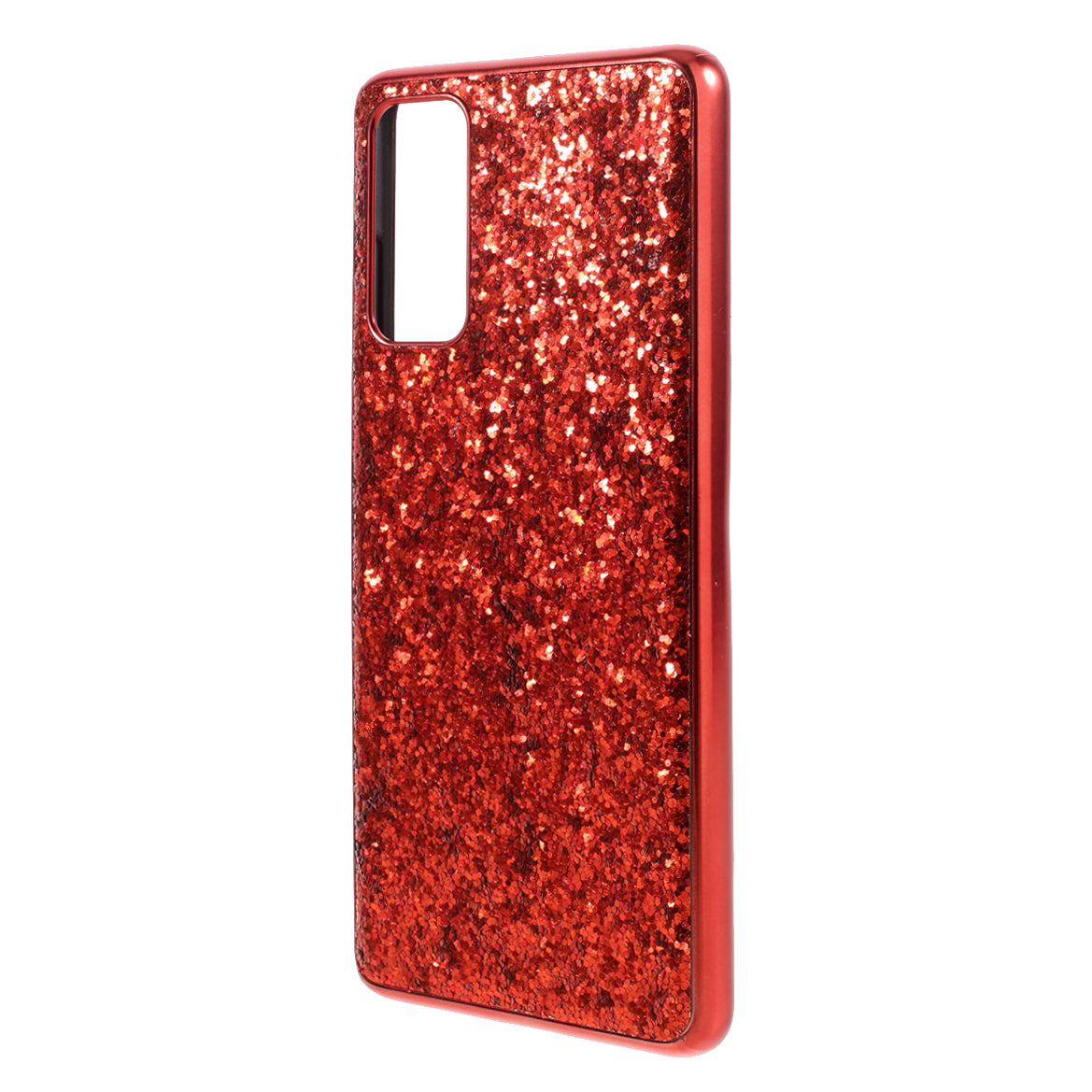 For Samsung Galaxy S20 FE 4G/5G/S20 Lite/S20 FE 2022 Glittering Sequins Design Plated TPU Frame + PC Hybrid Shell Case - Red