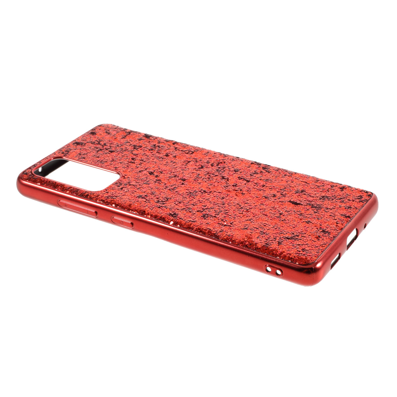 For Samsung Galaxy S20 FE 4G/5G/S20 Lite/S20 FE 2022 Glittering Sequins Design Plated TPU Frame + PC Hybrid Shell Case - Red