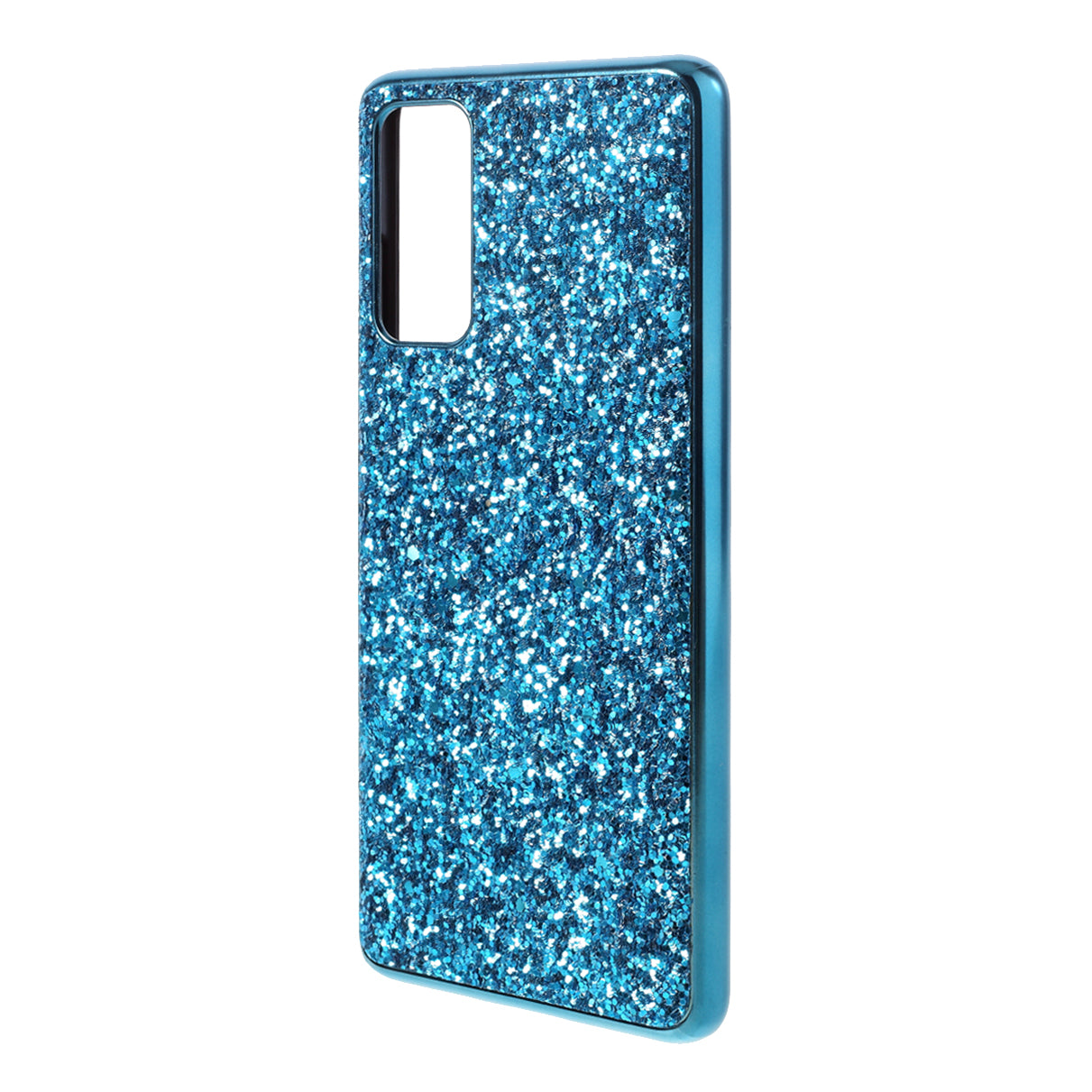 For Samsung Galaxy S20 FE 4G/5G/S20 Lite/S20 FE 2022 Glittering Sequins Design Plated TPU Frame + PC Hybrid Shell Case - Blue