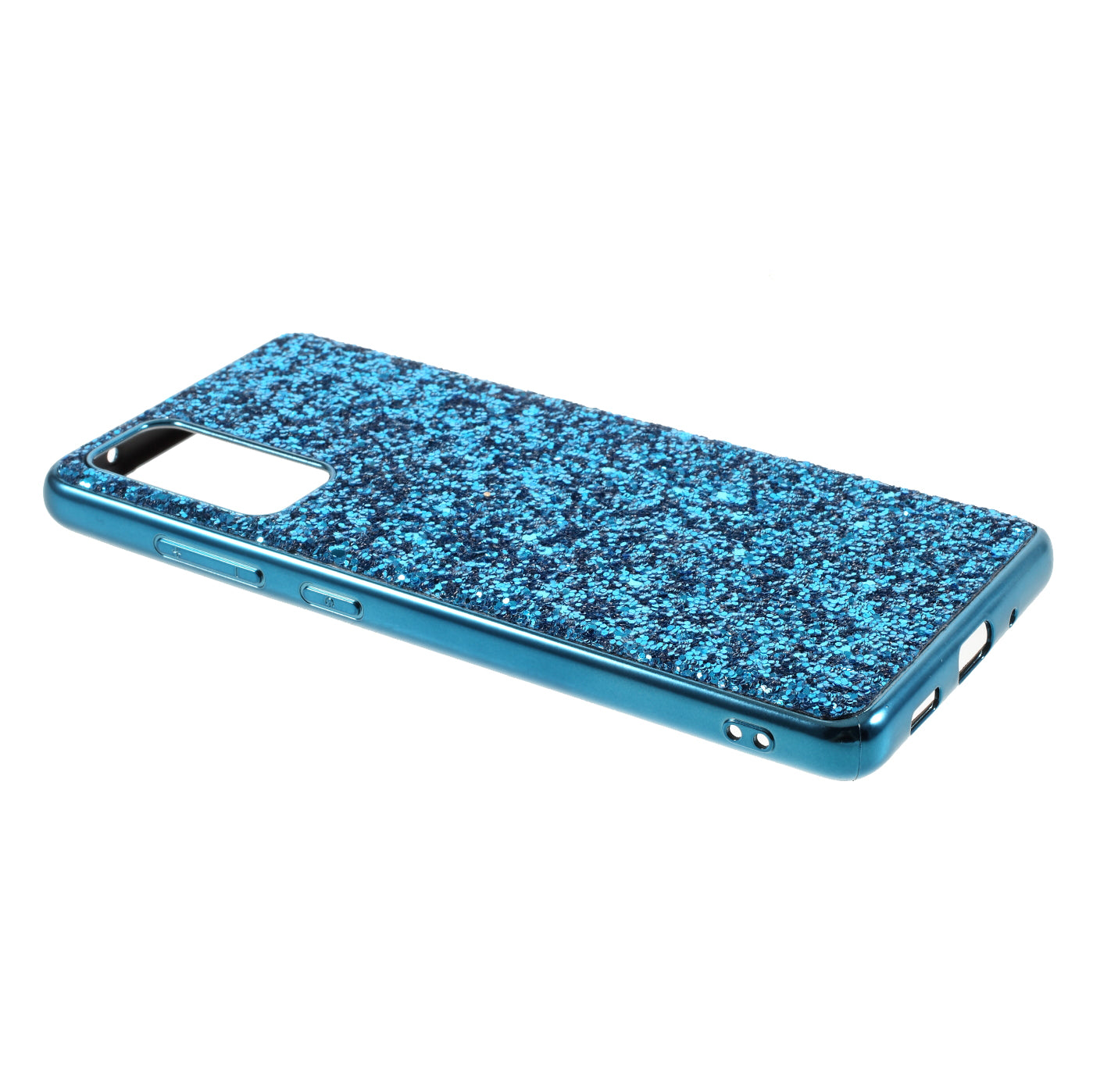 For Samsung Galaxy S20 FE 4G/5G/S20 Lite/S20 FE 2022 Glittering Sequins Design Plated TPU Frame + PC Hybrid Shell Case - Blue