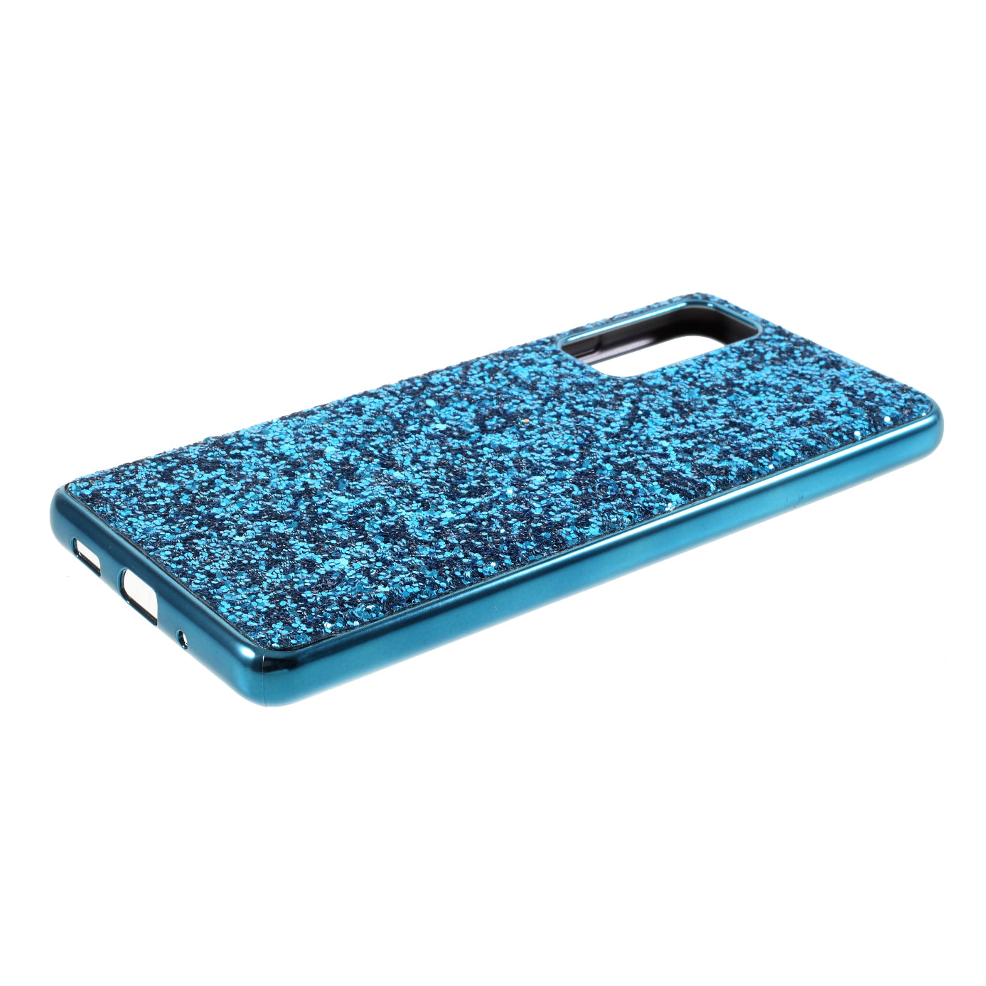 For Samsung Galaxy S20 FE 4G/5G/S20 Lite/S20 FE 2022 Glittering Sequins Design Plated TPU Frame + PC Hybrid Shell Case - Blue