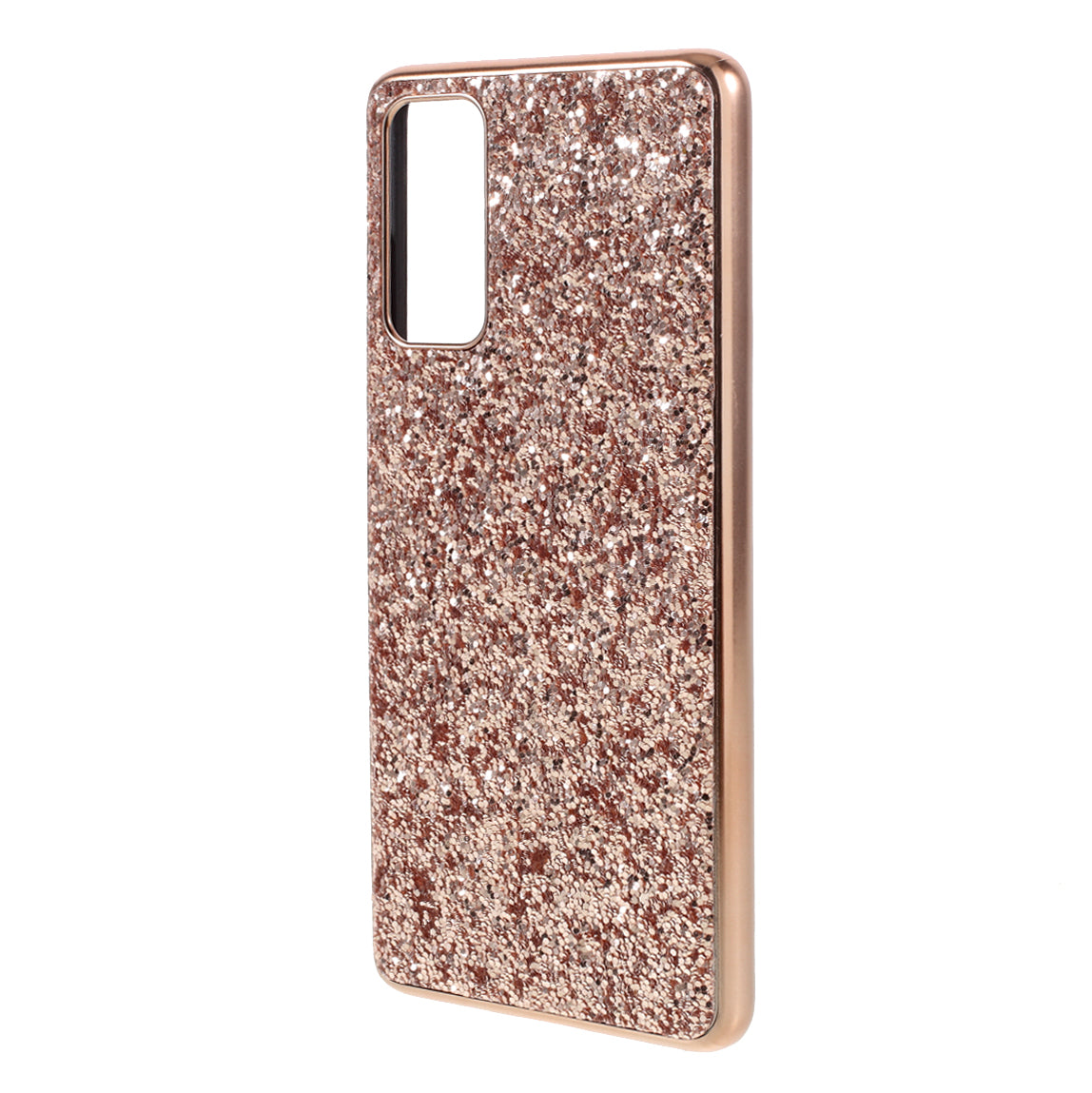 For Samsung Galaxy S20 FE 4G/5G/S20 Lite/S20 FE 2022 Glittering Sequins Design Plated TPU Frame + PC Hybrid Shell Case - Rose Gold