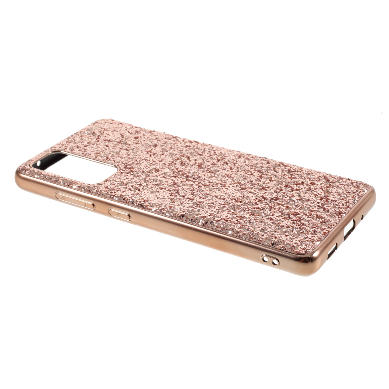 For Samsung Galaxy S20 FE 4G/5G/S20 Lite/S20 FE 2022 Glittering Sequins Design Plated TPU Frame + PC Hybrid Shell Case - Rose Gold