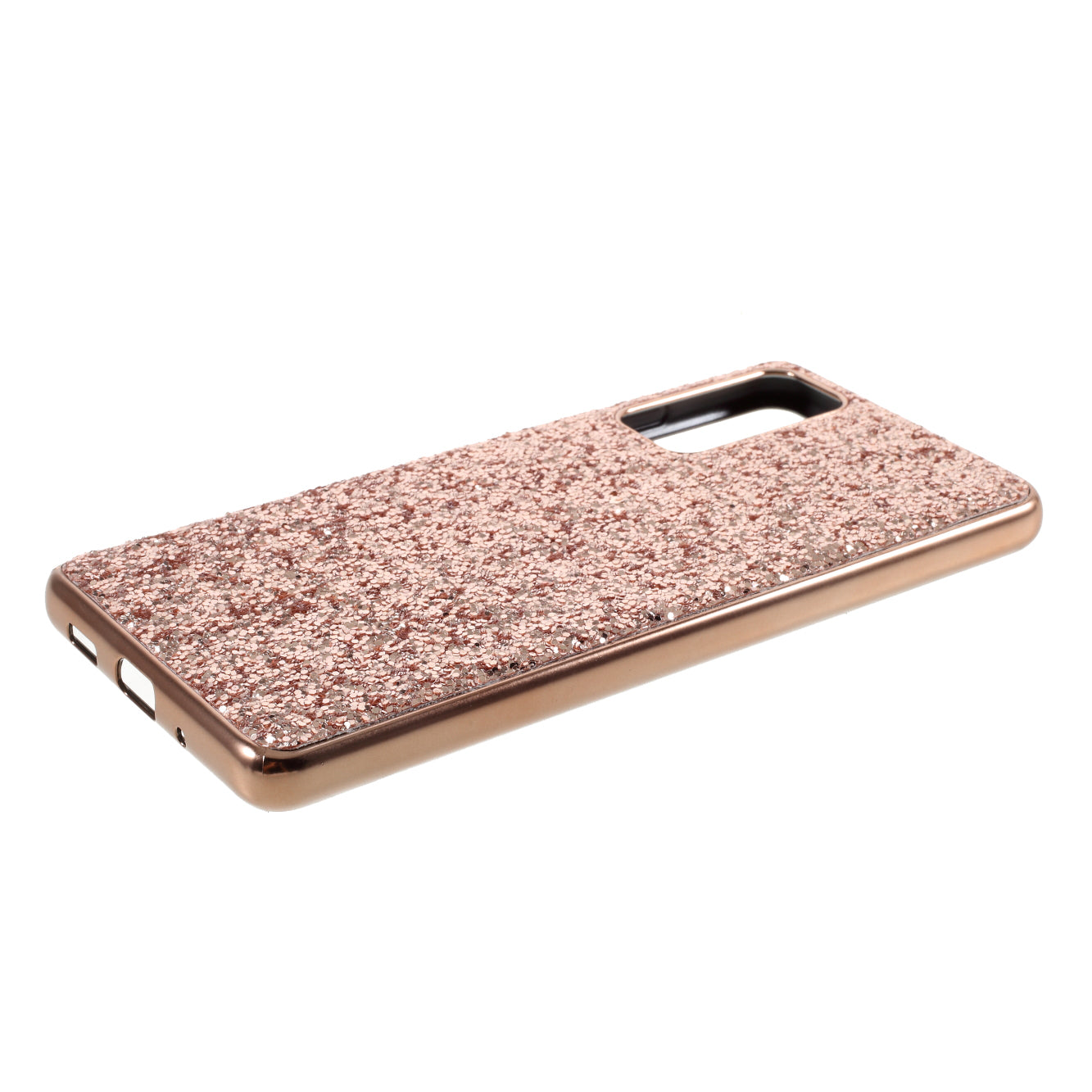 For Samsung Galaxy S20 FE 4G/5G/S20 Lite/S20 FE 2022 Glittering Sequins Design Plated TPU Frame + PC Hybrid Shell Case - Rose Gold