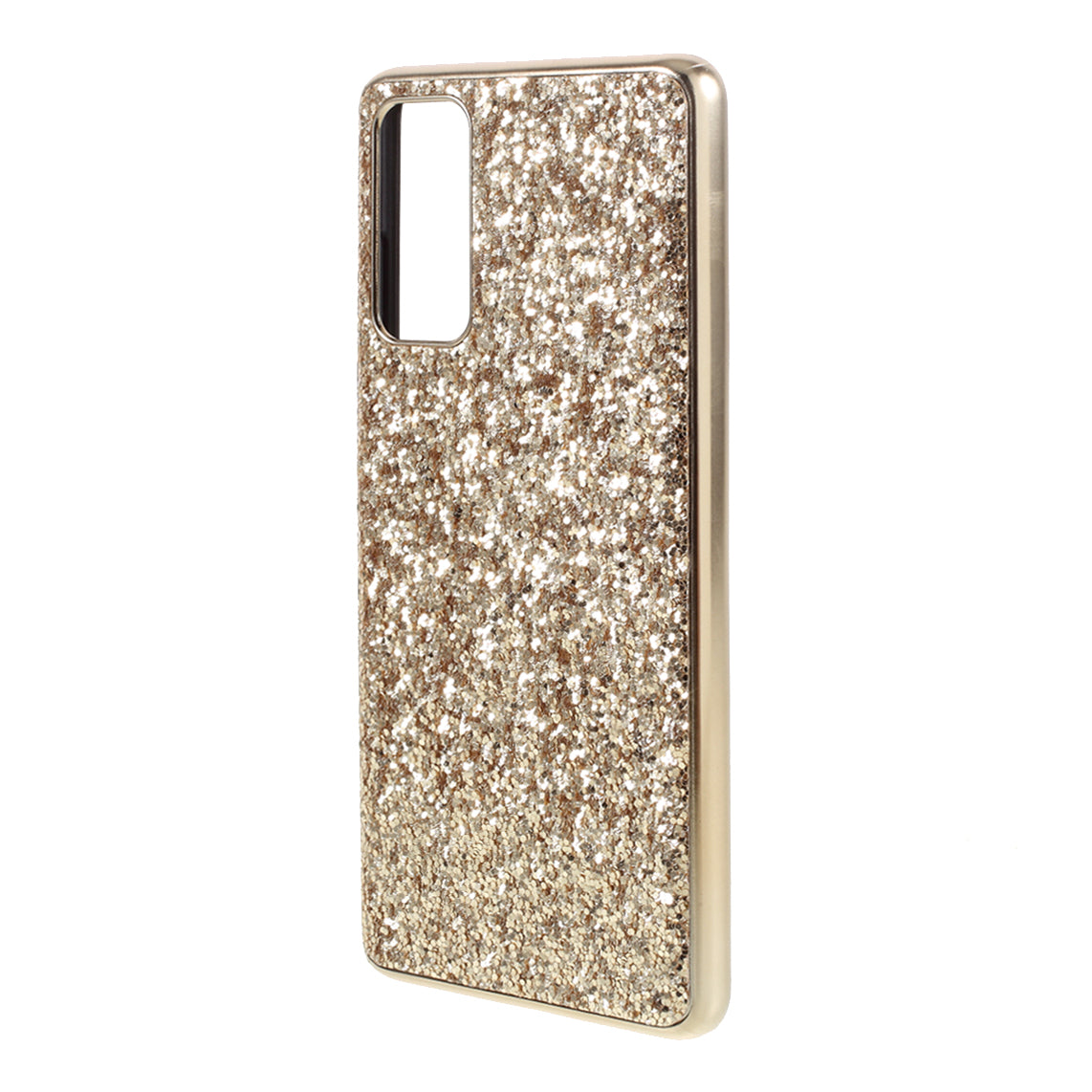 For Samsung Galaxy S20 FE 4G/5G/S20 Lite/S20 FE 2022 Glittering Sequins Design Plated TPU Frame + PC Hybrid Shell Case - Gold