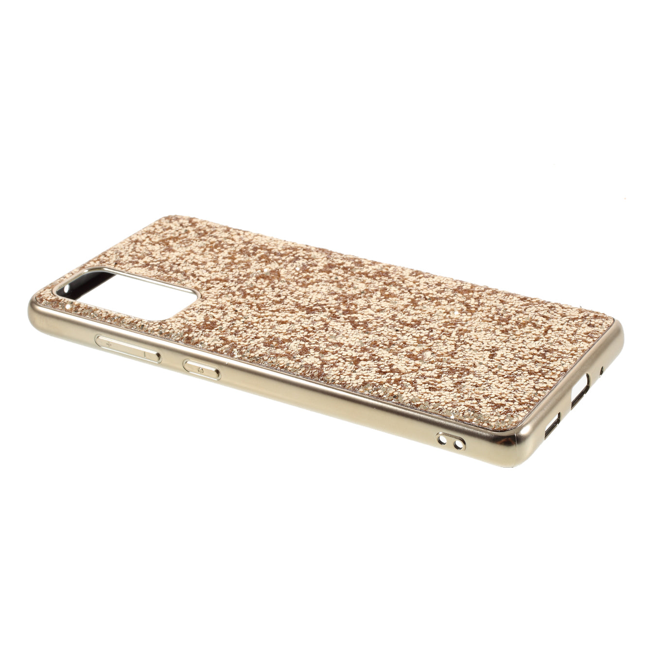 For Samsung Galaxy S20 FE 4G/5G/S20 Lite/S20 FE 2022 Glittering Sequins Design Plated TPU Frame + PC Hybrid Shell Case - Gold