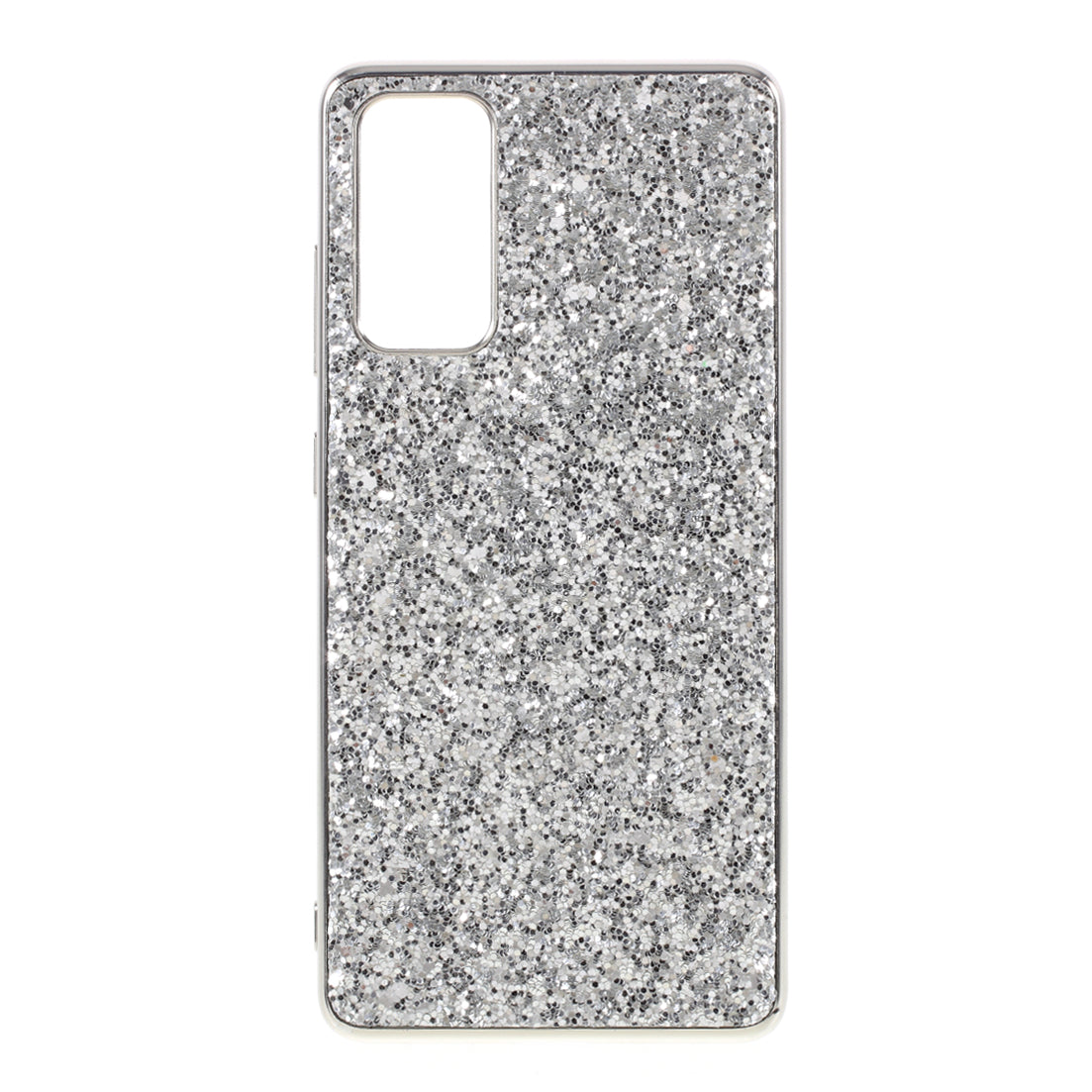 For Samsung Galaxy S20 FE 4G/5G/S20 Lite/S20 FE 2022 Glittering Sequins Design Plated TPU Frame + PC Hybrid Shell Case - Silver