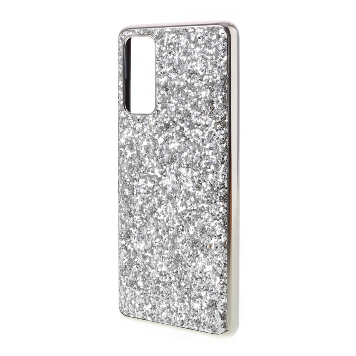 For Samsung Galaxy S20 FE 4G/5G/S20 Lite/S20 FE 2022 Glittering Sequins Design Plated TPU Frame + PC Hybrid Shell Case - Silver