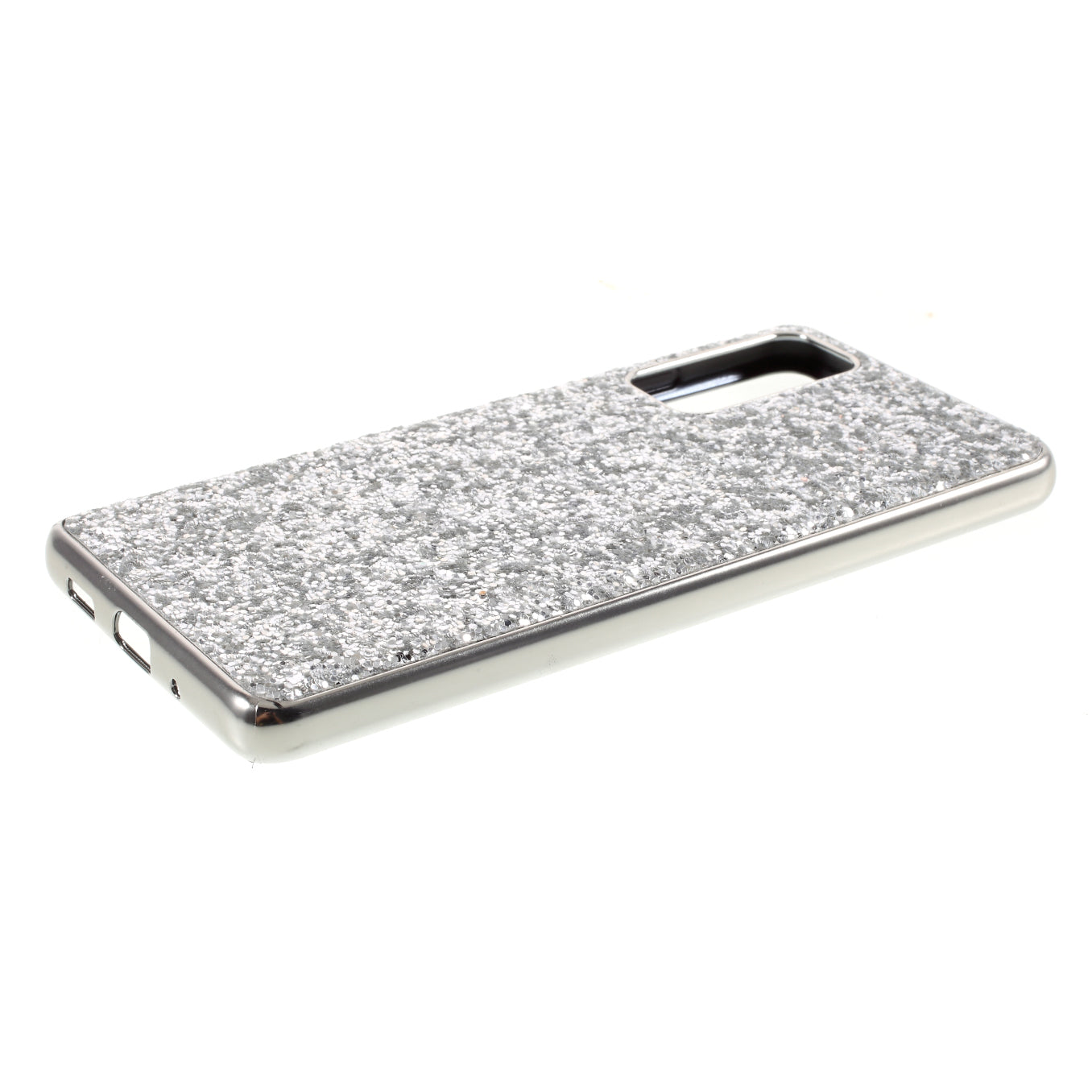 For Samsung Galaxy S20 FE 4G/5G/S20 Lite/S20 FE 2022 Glittering Sequins Design Plated TPU Frame + PC Hybrid Shell Case - Silver