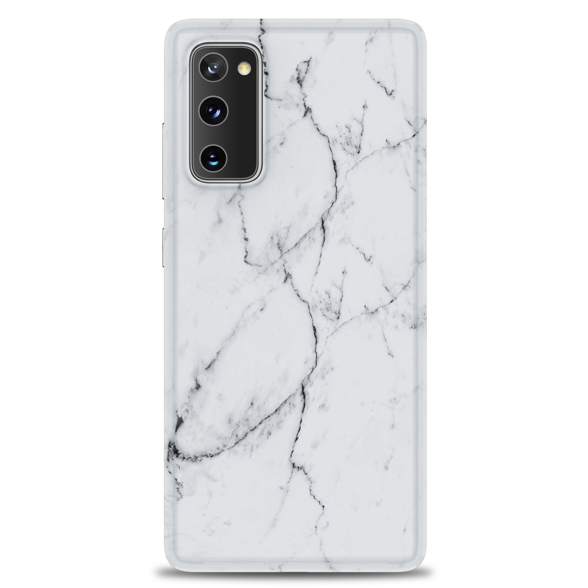 For Samsung Galaxy S20 FE 4G/5G/S20 Lite/S20 FE 2022 MF Glossy Marble Pattern Printing TPU Phone Cover Case - White