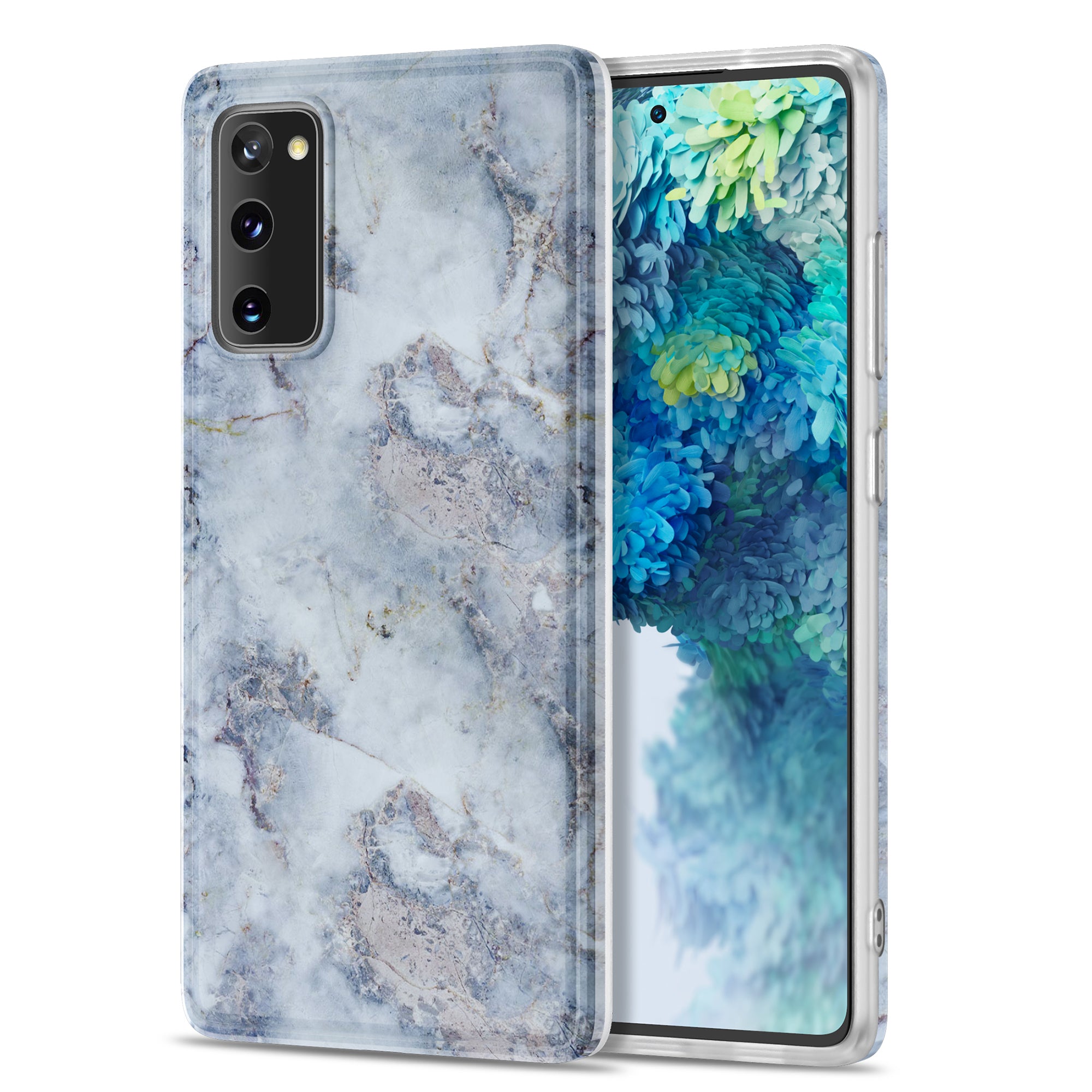 For Samsung Galaxy S20 FE 4G/5G/S20 Lite/S20 FE 2022 MF Glossy Marble Pattern Printing TPU Phone Cover Case - Light Purple