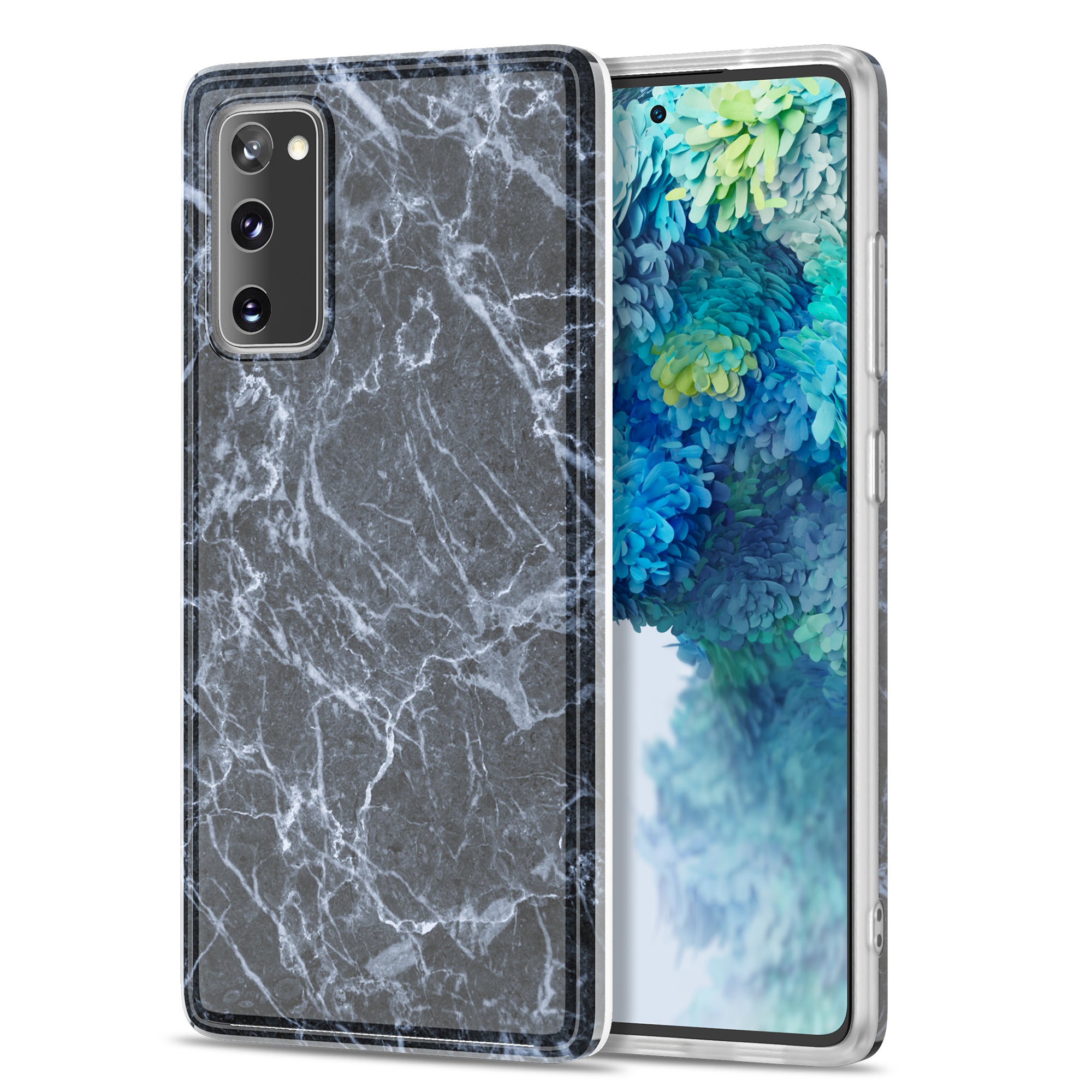 For Samsung Galaxy S20 FE 4G/5G/S20 Lite/S20 FE 2022 MF Glossy Marble Pattern Printing TPU Phone Cover Case - Grey