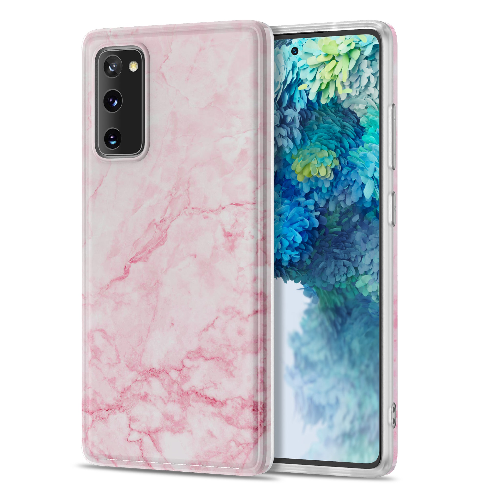 For Samsung Galaxy S20 FE 4G/5G/S20 Lite/S20 FE 2022 MF Glossy Marble Pattern Printing TPU Phone Cover Case - Pink