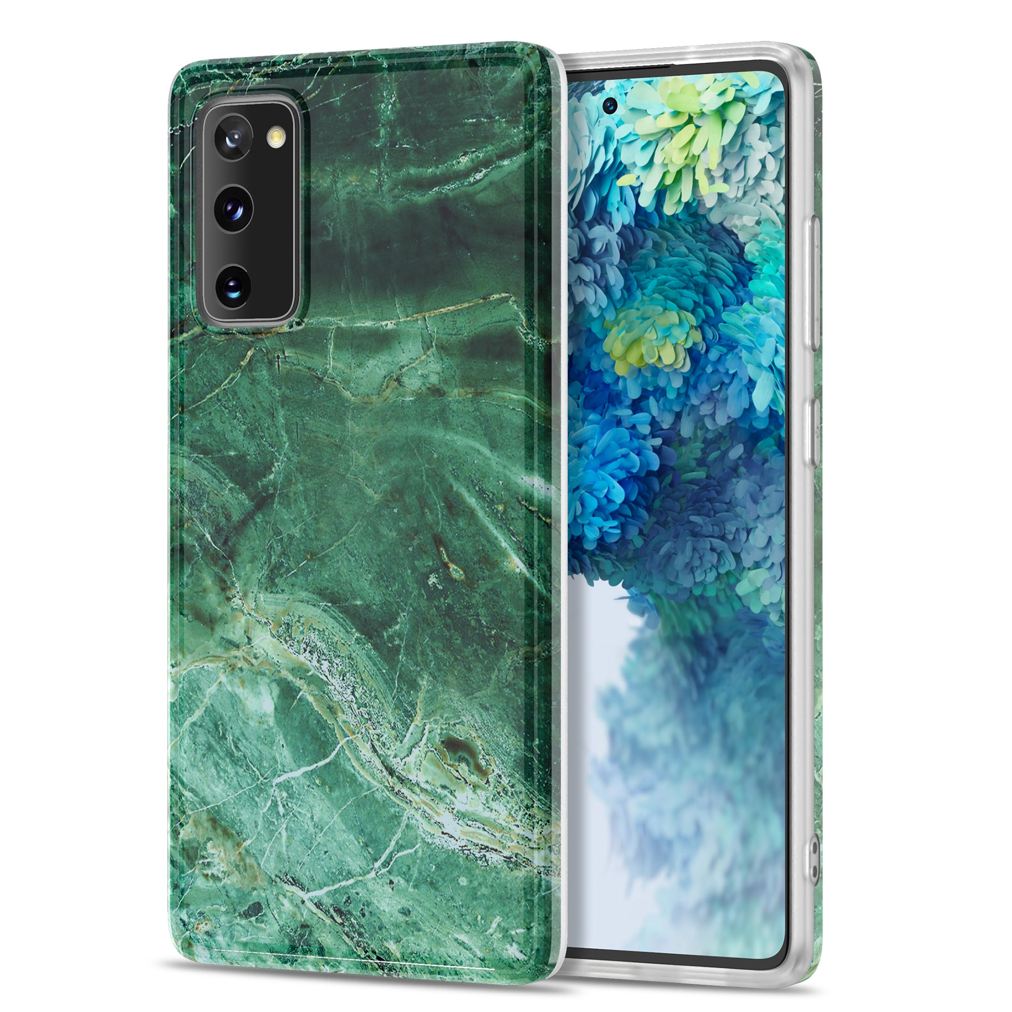 For Samsung Galaxy S20 FE 4G/5G/S20 Lite/S20 FE 2022 MF Glossy Marble Pattern Printing TPU Phone Cover Case - Green