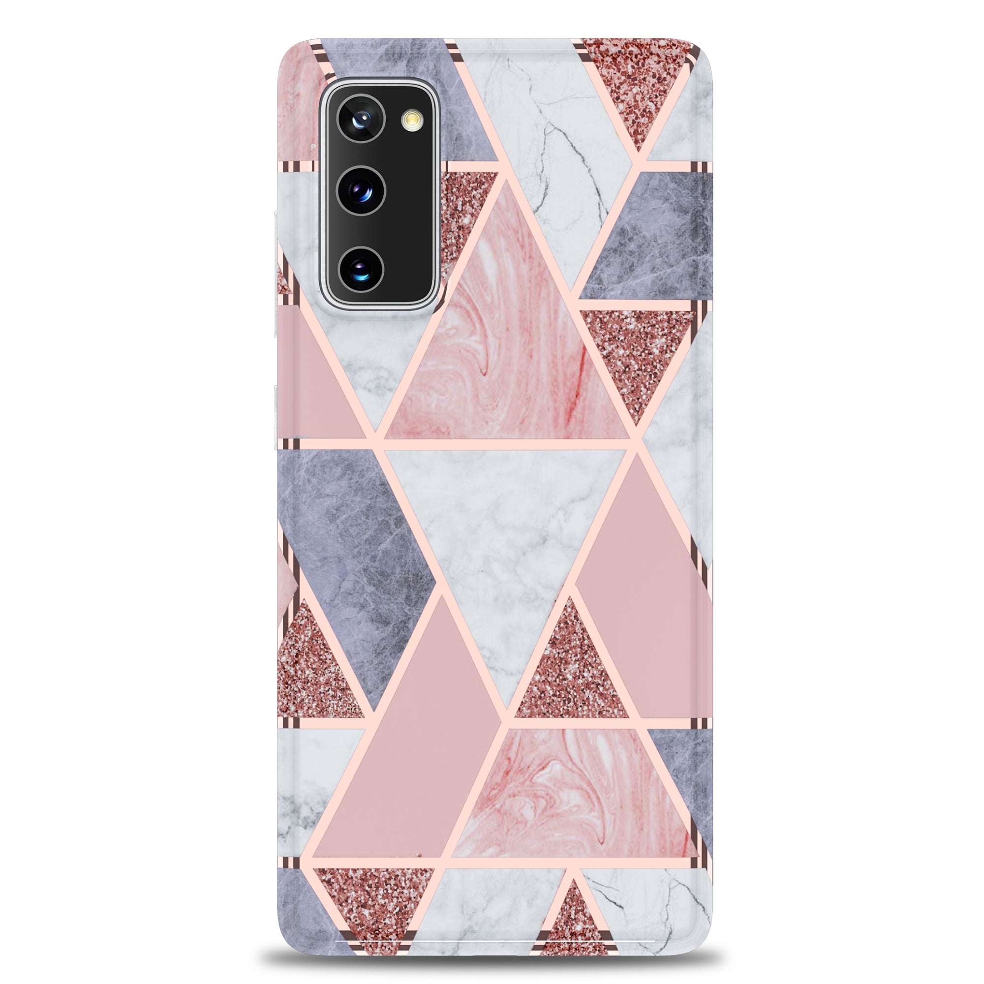 For Samsung Galaxy S20 FE 4G/5G/S20 Lite/S20 FE 2022 MF Electroplating Marble Pattern Splicing Printing Phone Protector - Pink