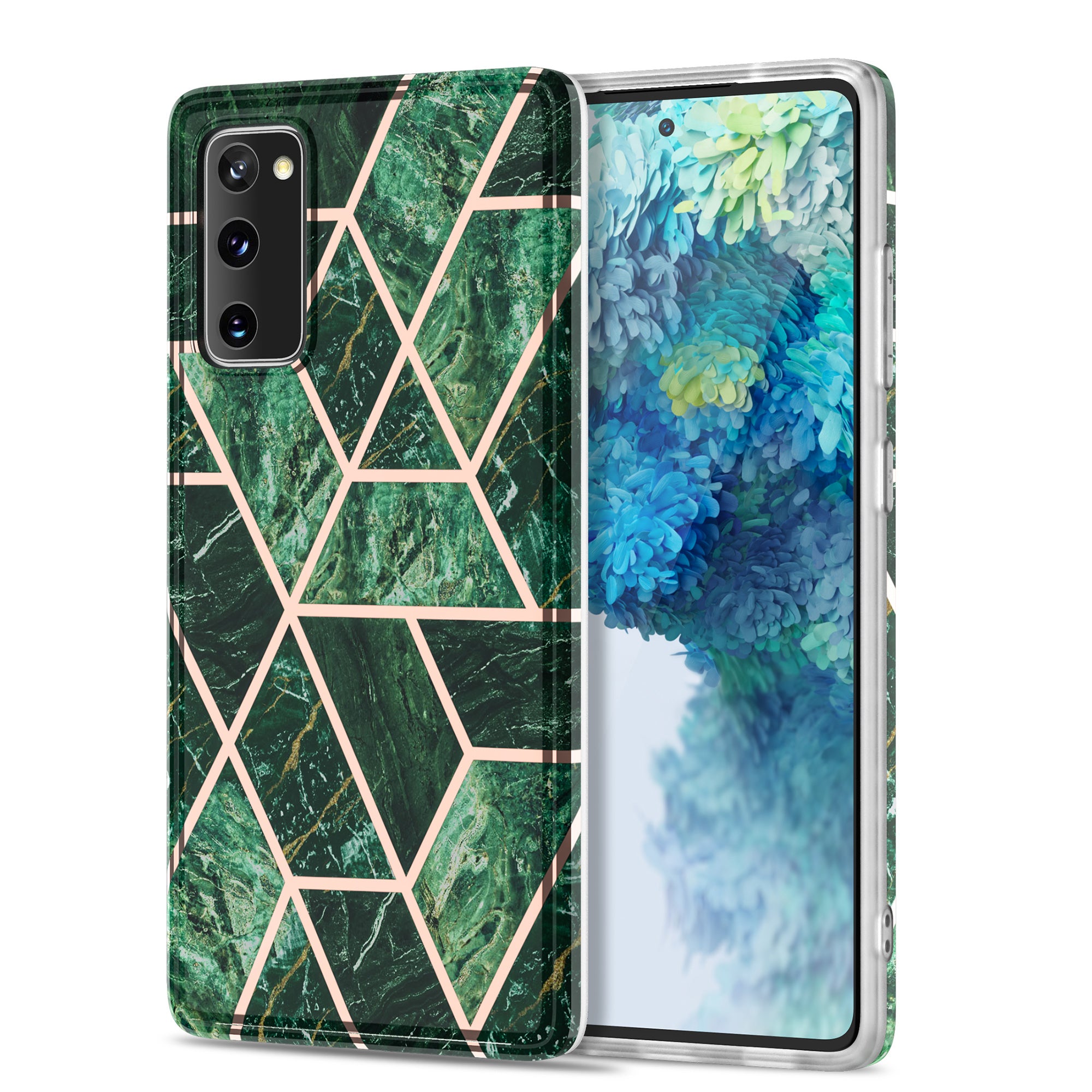 For Samsung Galaxy S20 FE 4G/5G/S20 Lite/S20 FE 2022 MF Electroplating Marble Pattern Splicing Printing Phone Protector - Green