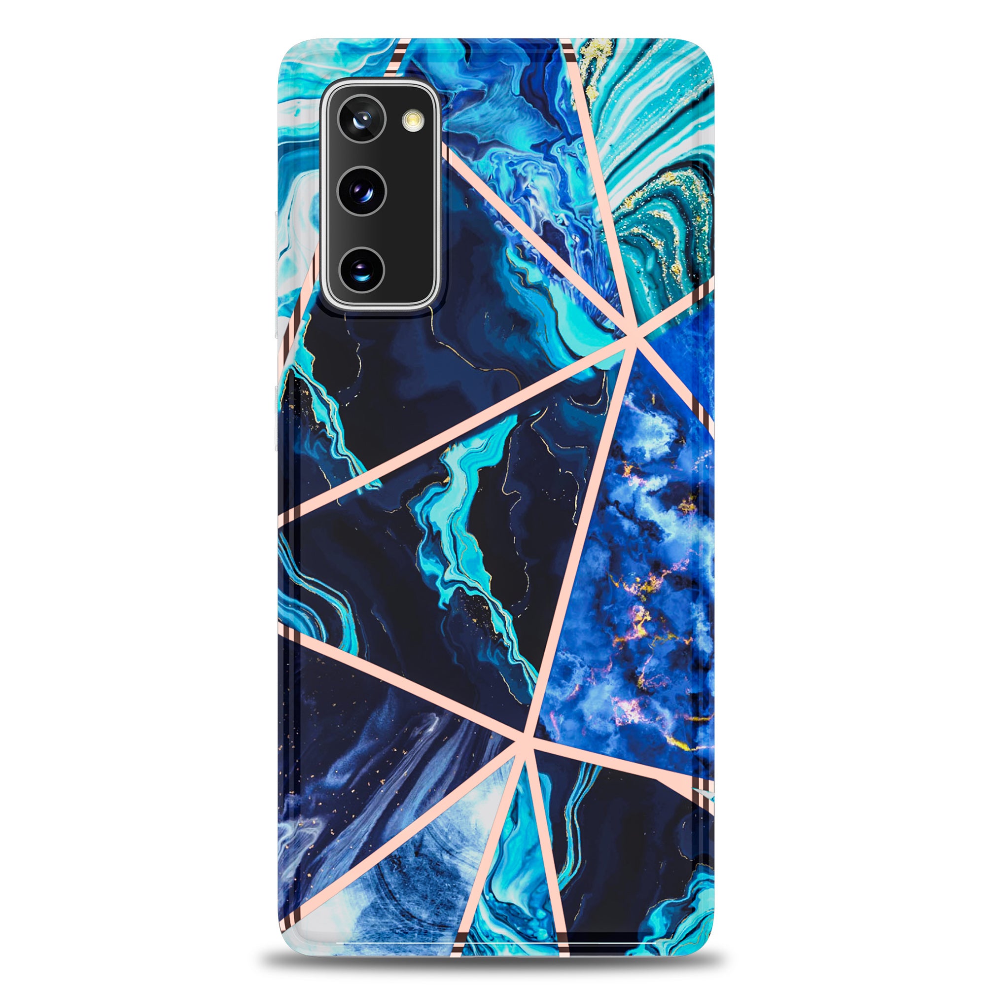 For Samsung Galaxy S20 FE 4G/5G/S20 Lite/S20 FE 2022 MF Electroplating Marble Pattern Splicing Printing Phone Protector - Blue