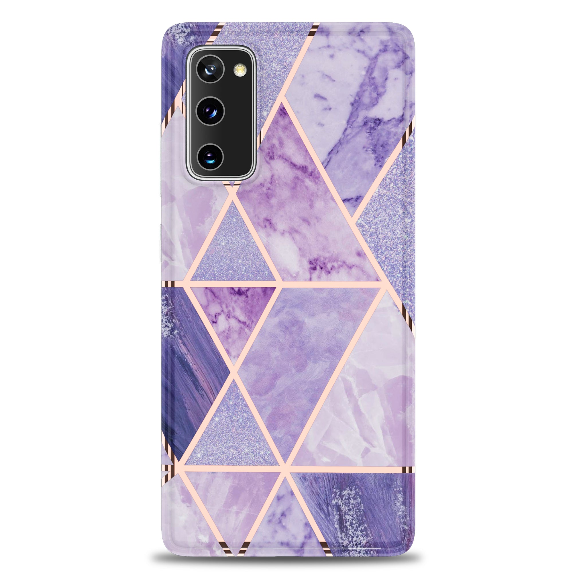 For Samsung Galaxy S20 FE 4G/5G/S20 Lite/S20 FE 2022 MF Electroplating Marble Pattern Splicing Printing Phone Protector - Light Purple