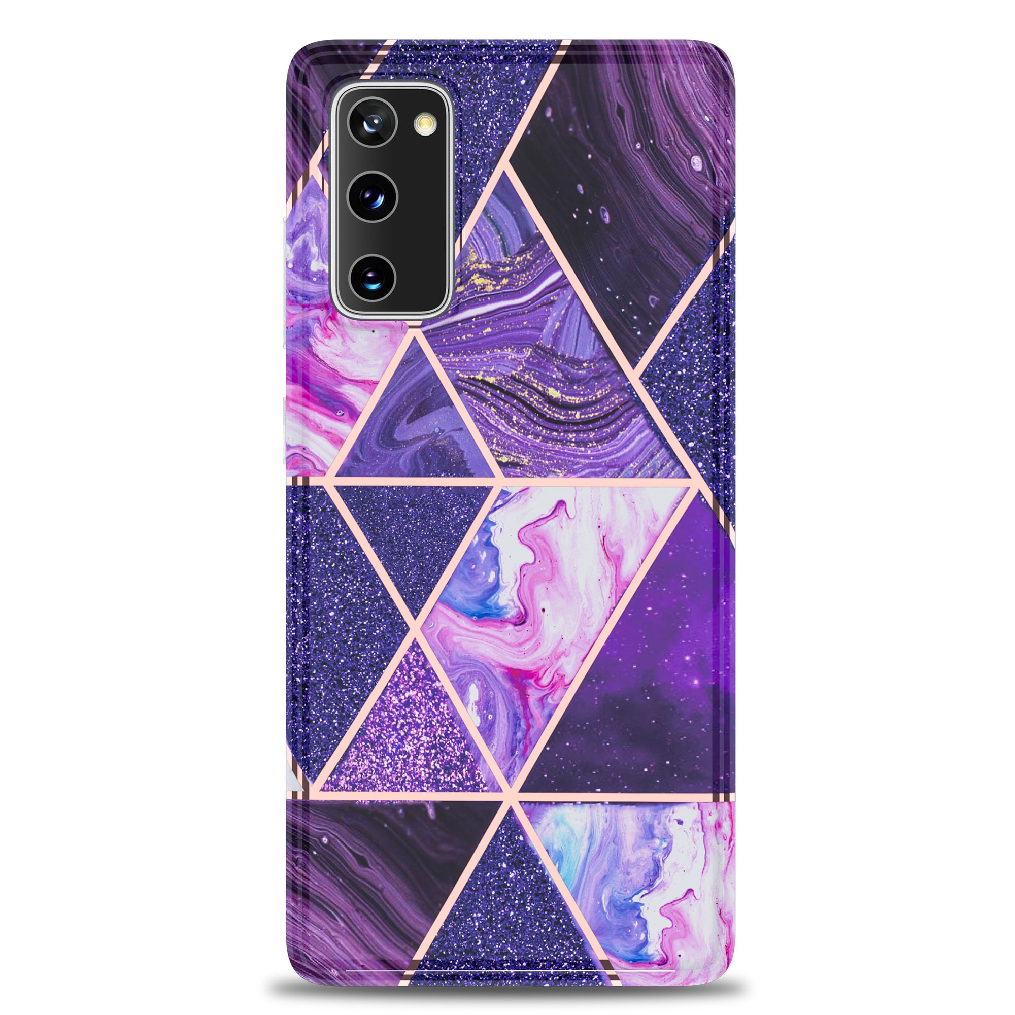 For Samsung Galaxy S20 FE 4G/5G/S20 Lite/S20 FE 2022 MF Electroplating Marble Pattern Splicing Printing Phone Protector - Purple