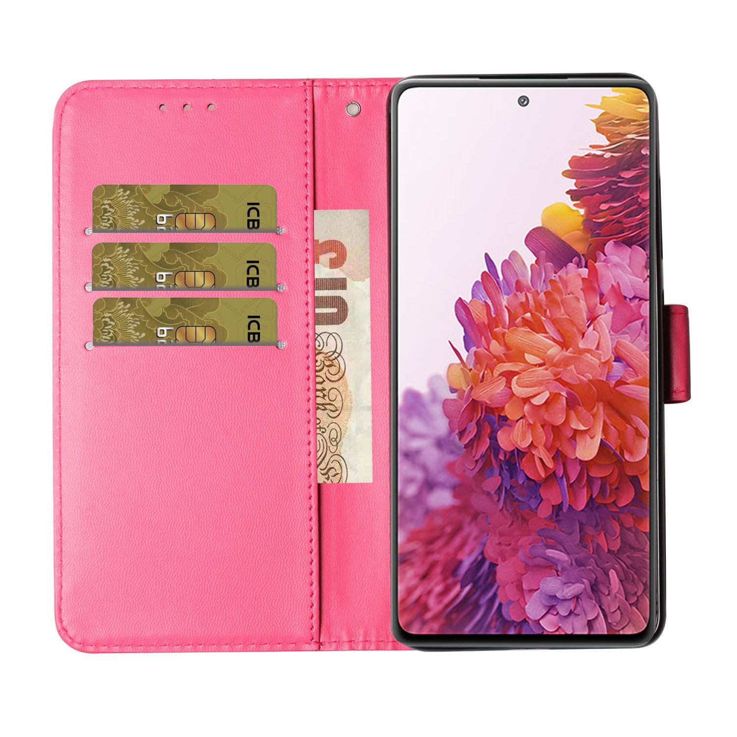 For Samsung Galaxy S20 FE 4G/5G/S20 Lite/S20 FE 2022 Solid Color Style with Card Slots Leather Shell - Rose