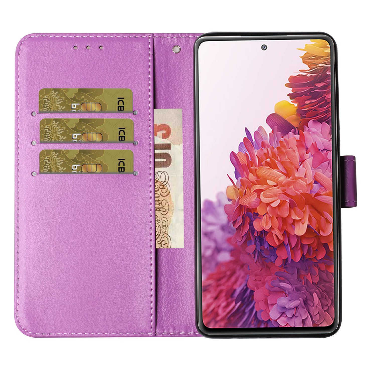 For Samsung Galaxy S20 FE 4G/5G/S20 Lite/S20 FE 2022 Solid Color Style with Card Slots Leather Shell - Purple