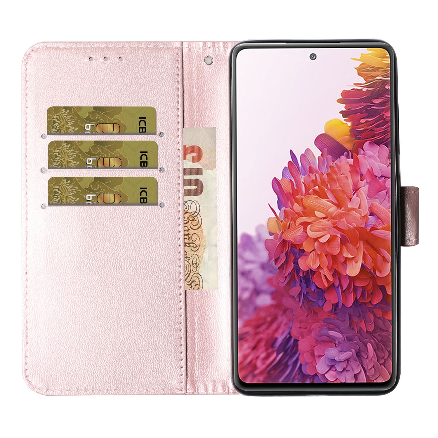 For Samsung Galaxy S20 FE 4G/5G/S20 Lite/S20 FE 2022 Solid Color Style with Card Slots Leather Shell - Rose Gold