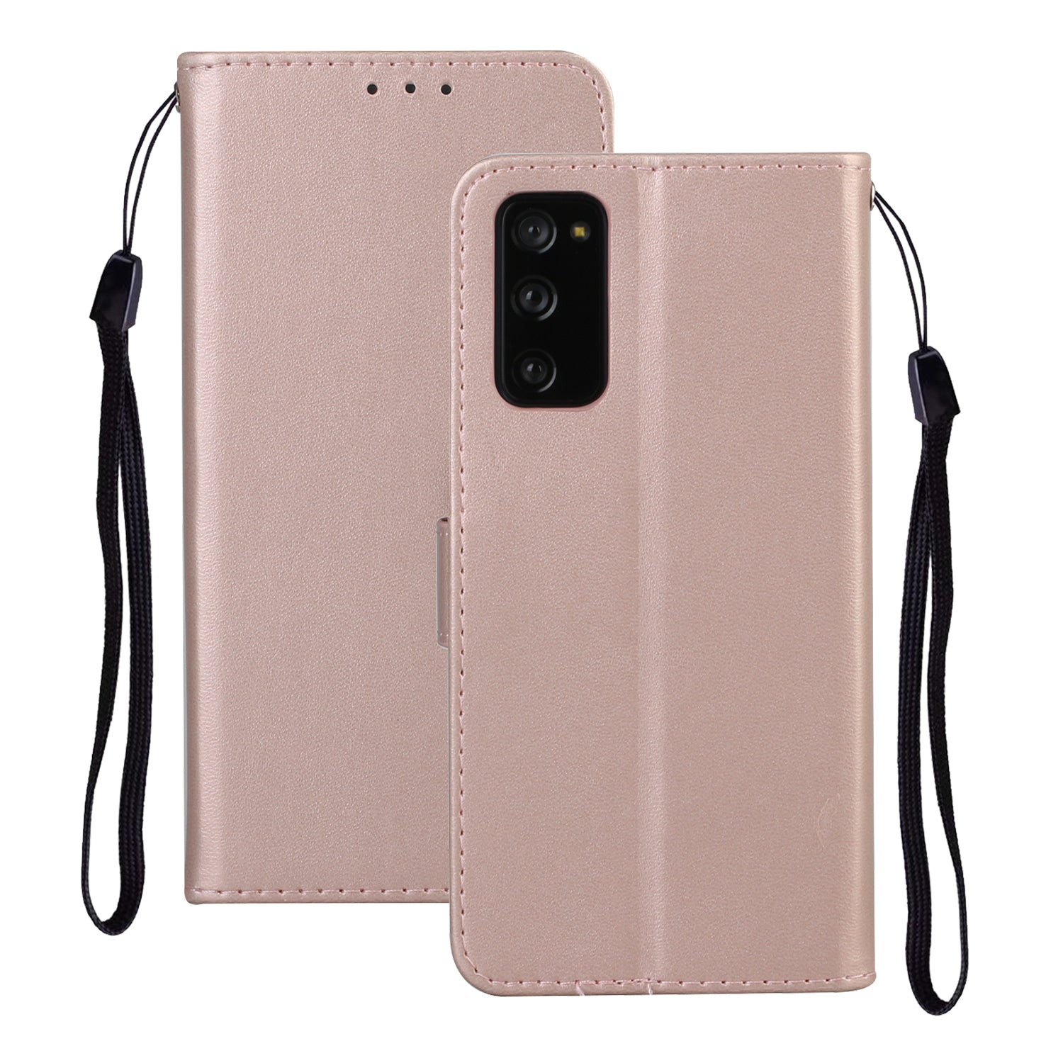 For Samsung Galaxy S20 FE 4G/5G/S20 Lite/S20 FE 2022 Solid Color Style with Card Slots Leather Shell - Rose Gold