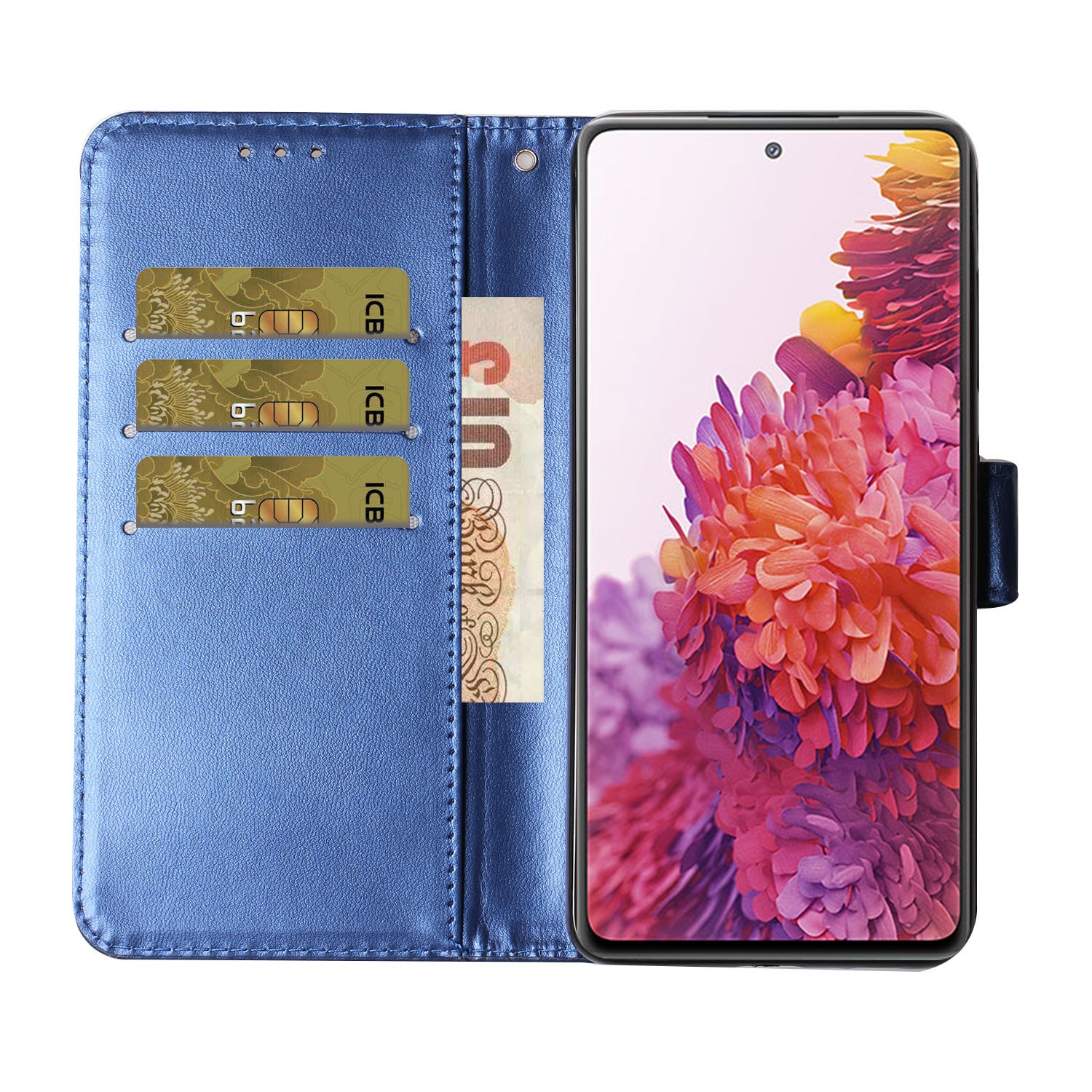 For Samsung Galaxy S20 FE 4G/5G/S20 Lite/S20 FE 2022 Solid Color Style with Card Slots Leather Shell - Blue