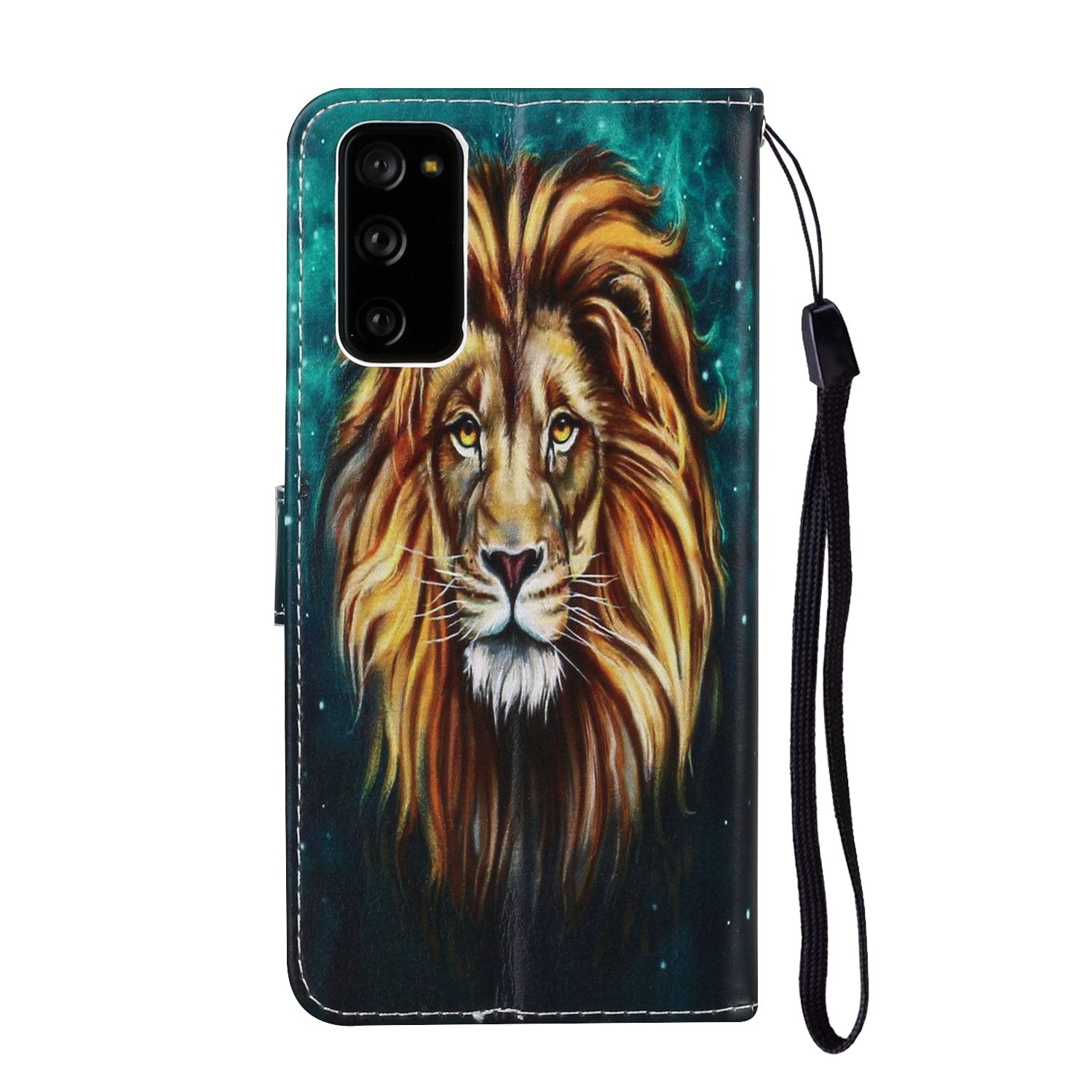 For Samsung Galaxy S20 FE 4G/5G/S20 Lite/S20 FE 2022 Embossed Patterned Wallet Flip Leather Case with Lanyard - Lion