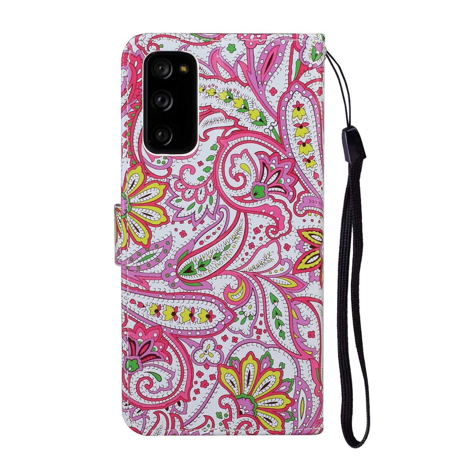 For Samsung Galaxy S20 FE 4G/5G/S20 Lite/S20 FE 2022 Embossed Patterned Wallet Flip Leather Case with Lanyard - Flower Pattern