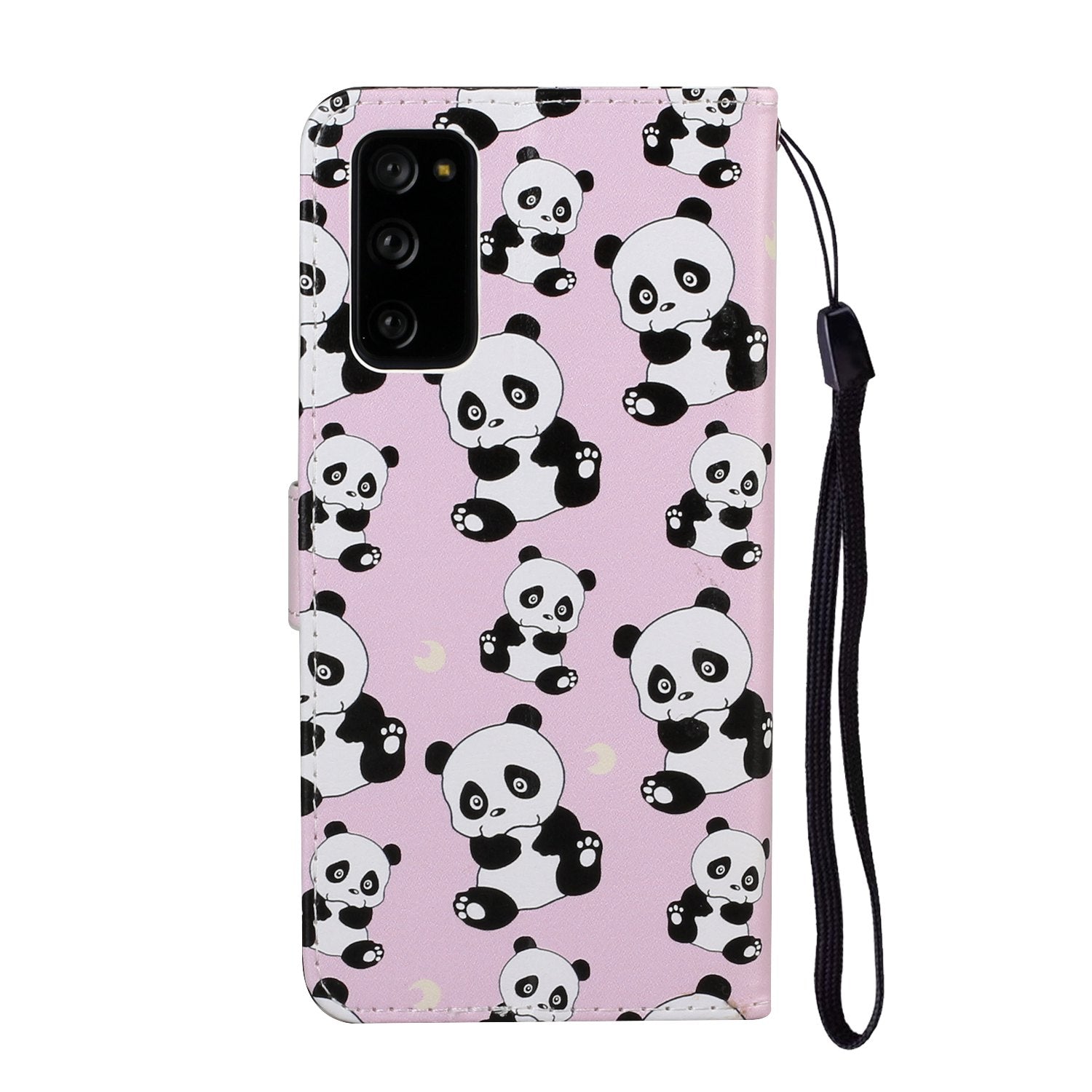 For Samsung Galaxy S20 FE 4G/5G/S20 Lite/S20 FE 2022 Embossed Patterned Wallet Flip Leather Case with Lanyard - Panda